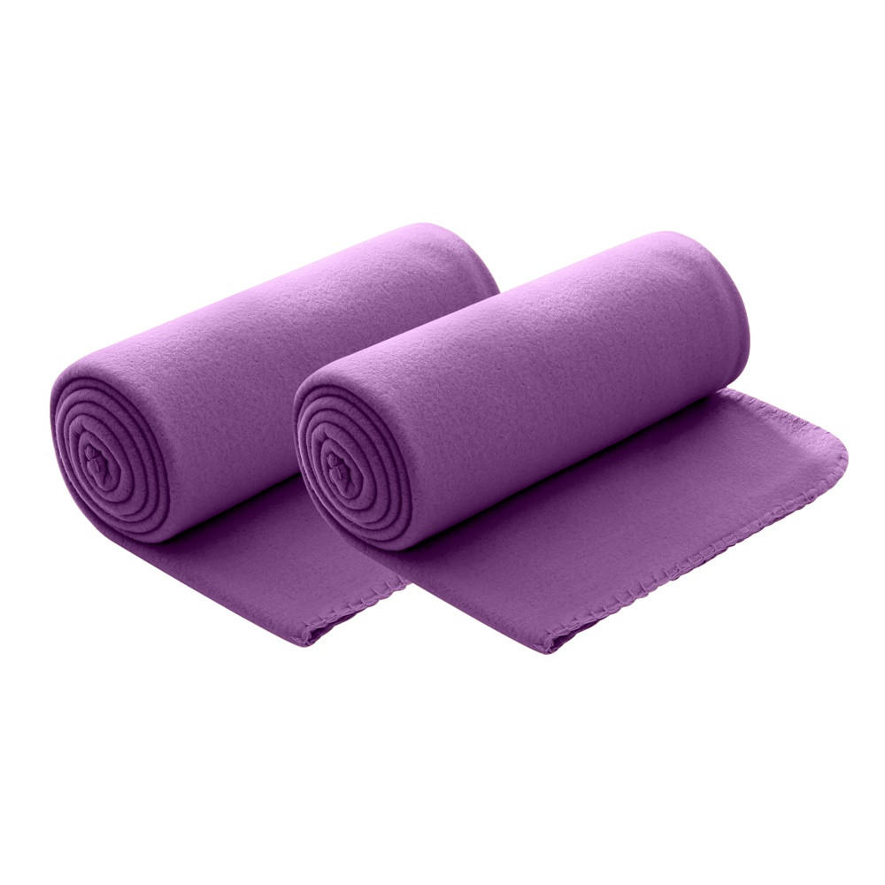 FLEECEDECKE 2er Set lila 130/160 cm Kettelrand Anti-Pilling - Lila, Textil (130/160cm) - wometo