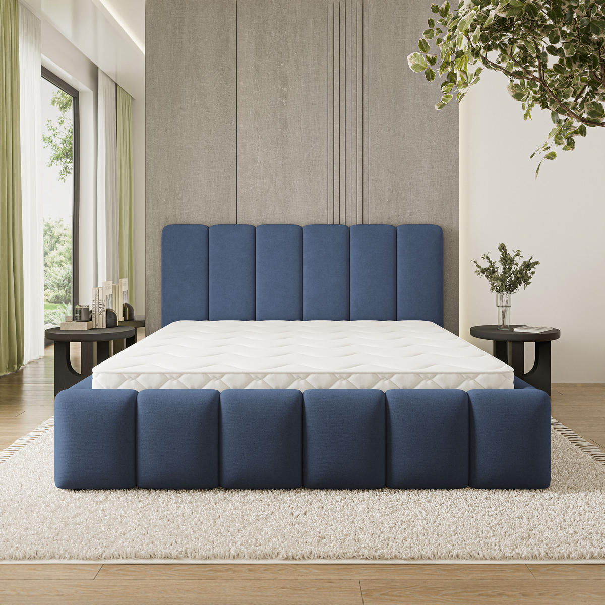 POLSTERBETT ATTORA SR 120x200 cm mit Bettkästen - Blau - Blau, Holz (120/200cm) - MASSENO
