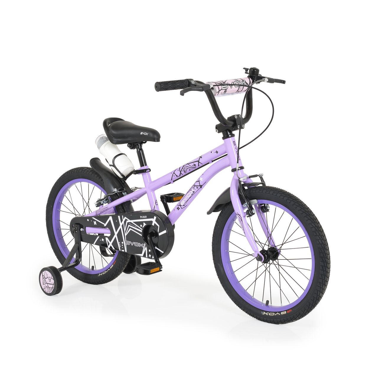 KINDERFAHRRAD 18 Zoll Pixi violett Klingel, Reflektoren, Stützräder, ab 5 Jahre - Violett, Metall (84cm)