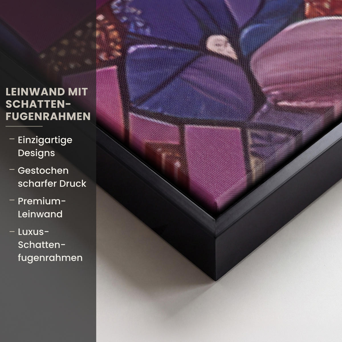 LEINWAND Bilder mit Rahmen - Kunst - Baum des Lebens - Blumen - Hippie - 100x150 - Dunkelblau, Textil (100/150cm) - MuchoWow
