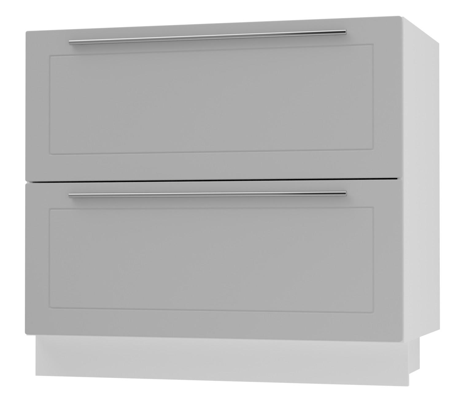 SCHUBLADENUNTERSCHRANK Bari D2A/90/1A Weiß / RAL 7040 fenstergrau 90 / 50 / 82cm - Weiß/Grau, Holz/Holzwerkstoff (90/82/50cm) - Feldmann-Wohnen
