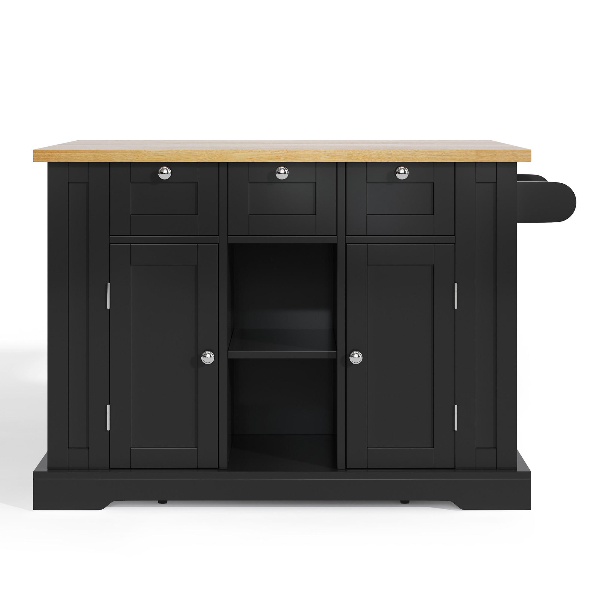 KÜCHENINSEL Schwarz-Natur 132/70/87 cm - Naturfarben, Holzwerkstoff (132/87/70cm) - PANGIVO