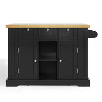 KÜCHENINSEL Schwarz-Natur 132/70/87 cm - Naturfarben, Holzwerkstoff (132/87/70cm) - PANGIVO