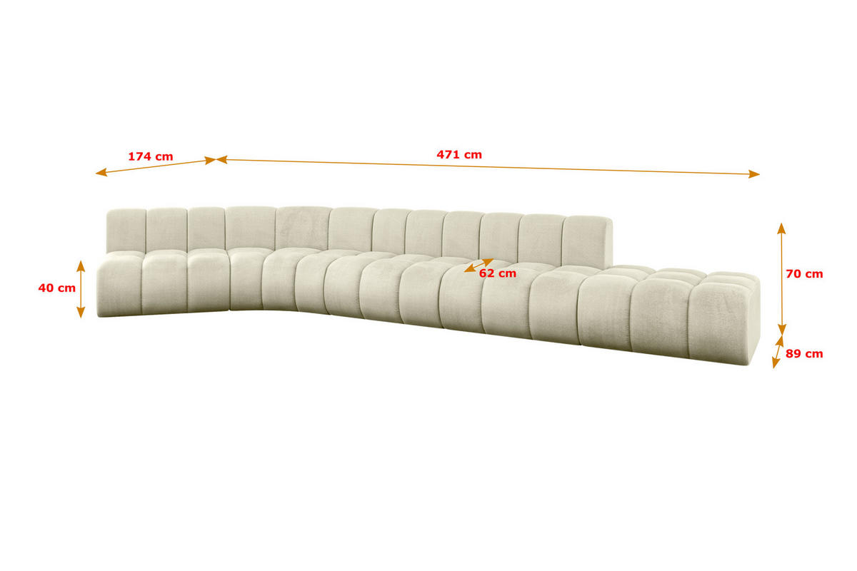 ECKSOFA modulares Sofa Brilo-L2 - 471x174x70 cm Beige - Beige, Holzwerkstoff/Textil (471/174cm) - ALTDECOR