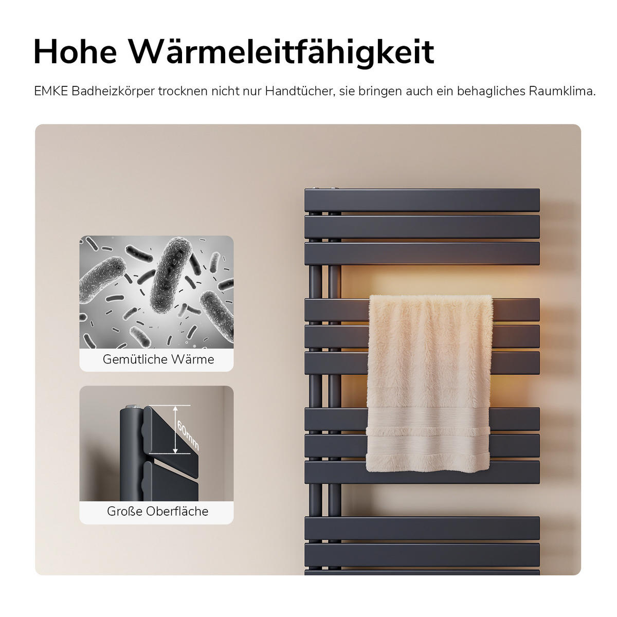 HEIZKÖRPER wasserführend Anthrazit 159,9/50/5,9 cm - Anthrazit, Metall (50/160/6cm) - EMKE