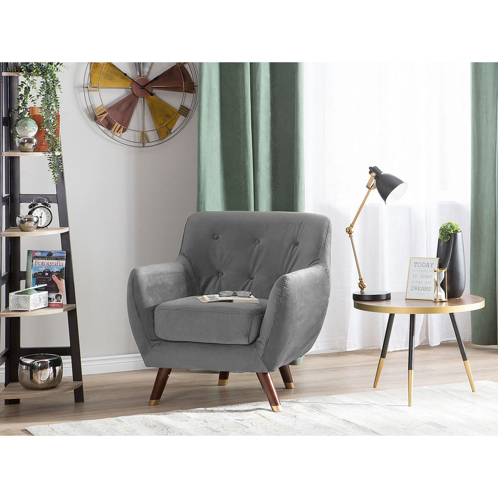 Thumbnail - Beliani Sessel, Dunkelbraun, Gold, Grau, Textil, 1-Sitzer, 80x84x81 cm, Wohnzimmer, Sessel, Polstersessel
