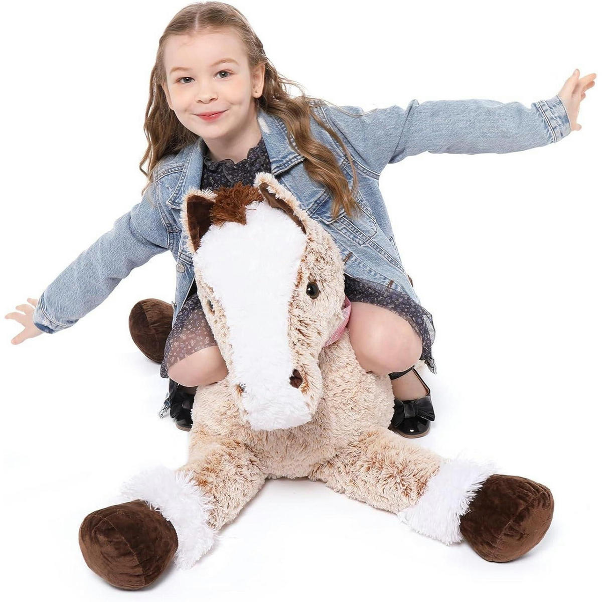 STOFFTIER Pferd 120 cm Hellbraun - Braun, Textil (30/120cm)