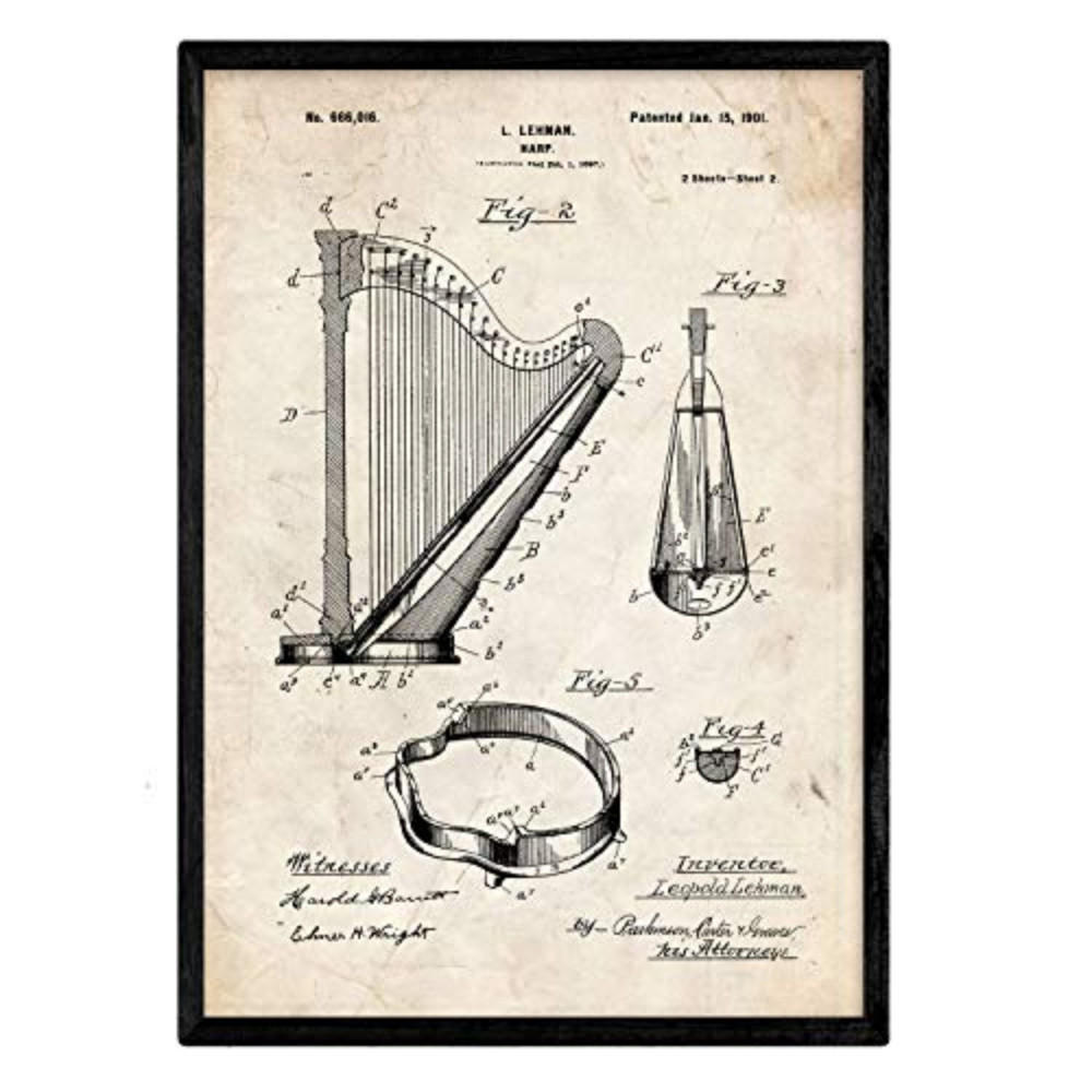 POSTER Harfe 2 Patent A3 Rahmenlos - Klar, Papier (29.7/5/42cm) - Nacnic