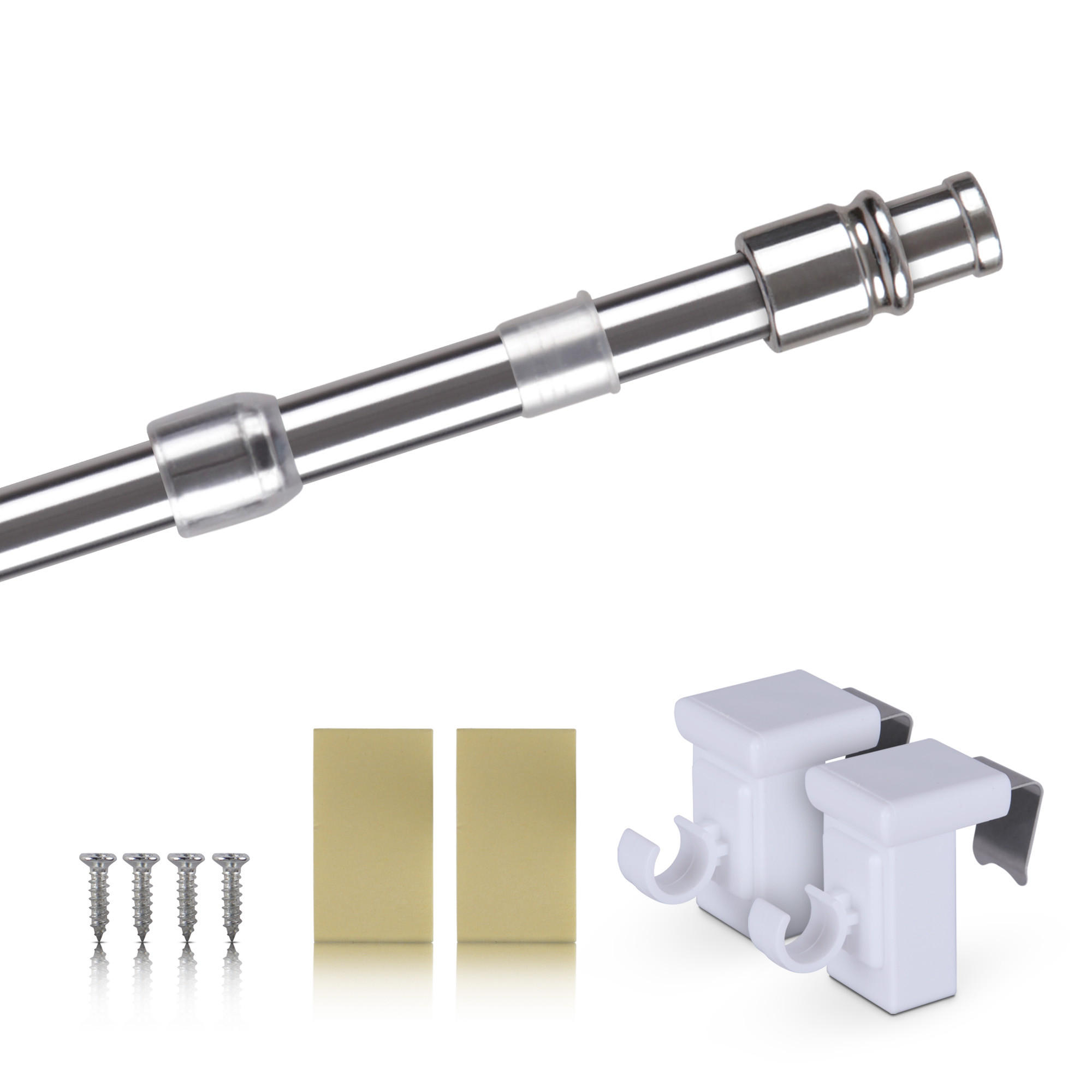 GARDINENSTANGE Silber Chrom glänzend 50-75 cm inkl. Klemmträger - Silberfarben, Metall (50cm) - Bestlivings