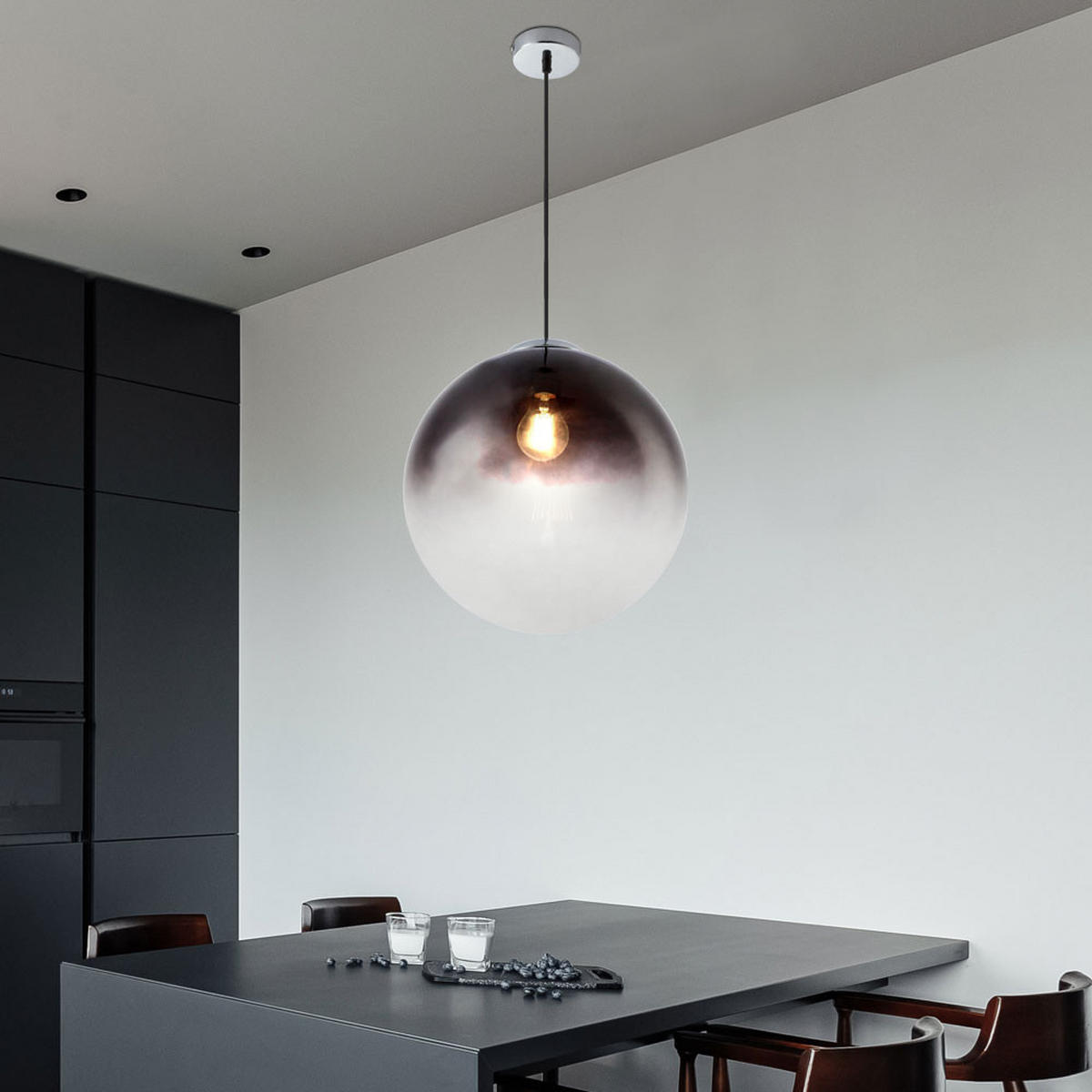 LED HÄNGELEUCHTE Glas Grau Rauchoptik - Grau, Glas (33/33/120cm) - Globo Lighting