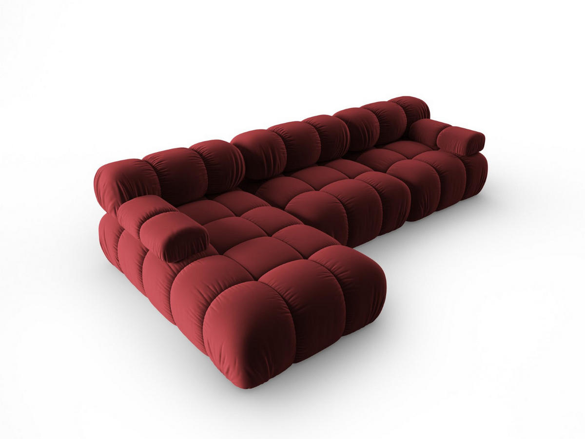 MODULARES-ECKSOFA links Bellis aus Samt dunkelrot 4 Sitzplätze - Dunkelrot, Textil (122/285cm) - Micadoni