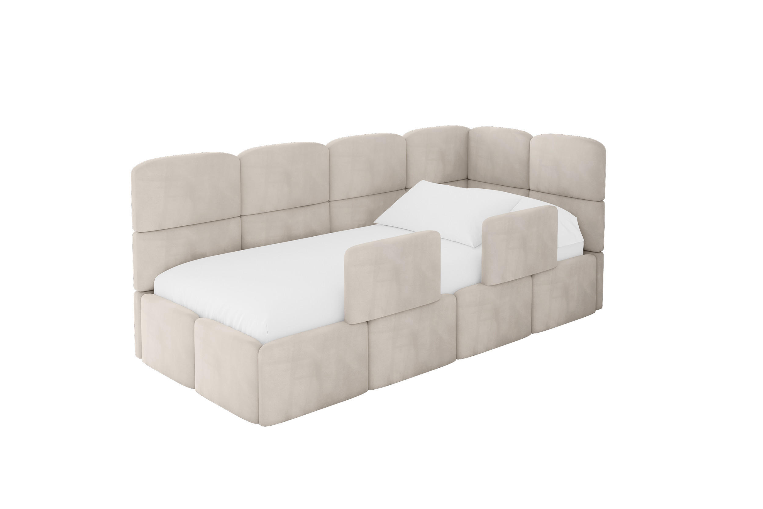 ALTDECOR JEDNOLŮŽKOVÁ POSTEL pro mládež s úložným prostorem a matrací H3/H4, vlevo - KIVY 80x200 béžová