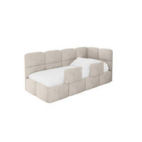 EINZELLBETT Jugendbett mit Bettkasten, Links - KIVY 90x200 Beige - Beige, Holzwerkstoff/Textil (90/200cm) - ALTDECOR