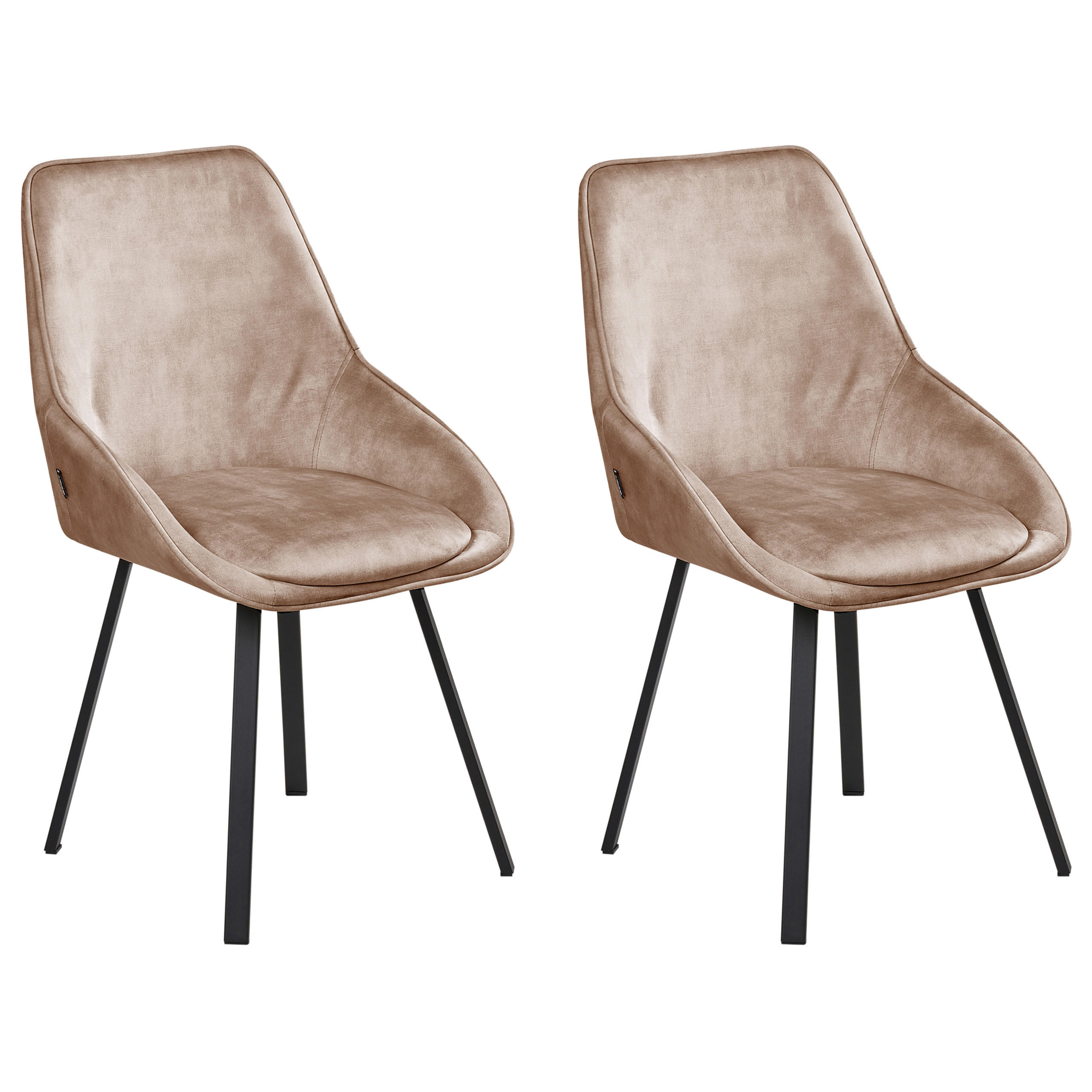 ESSZIMMERSTUHL 2er-Set drehbar Samtstoff Beige Terlton - Beige, Textil (52/89/54cm) - Beliani