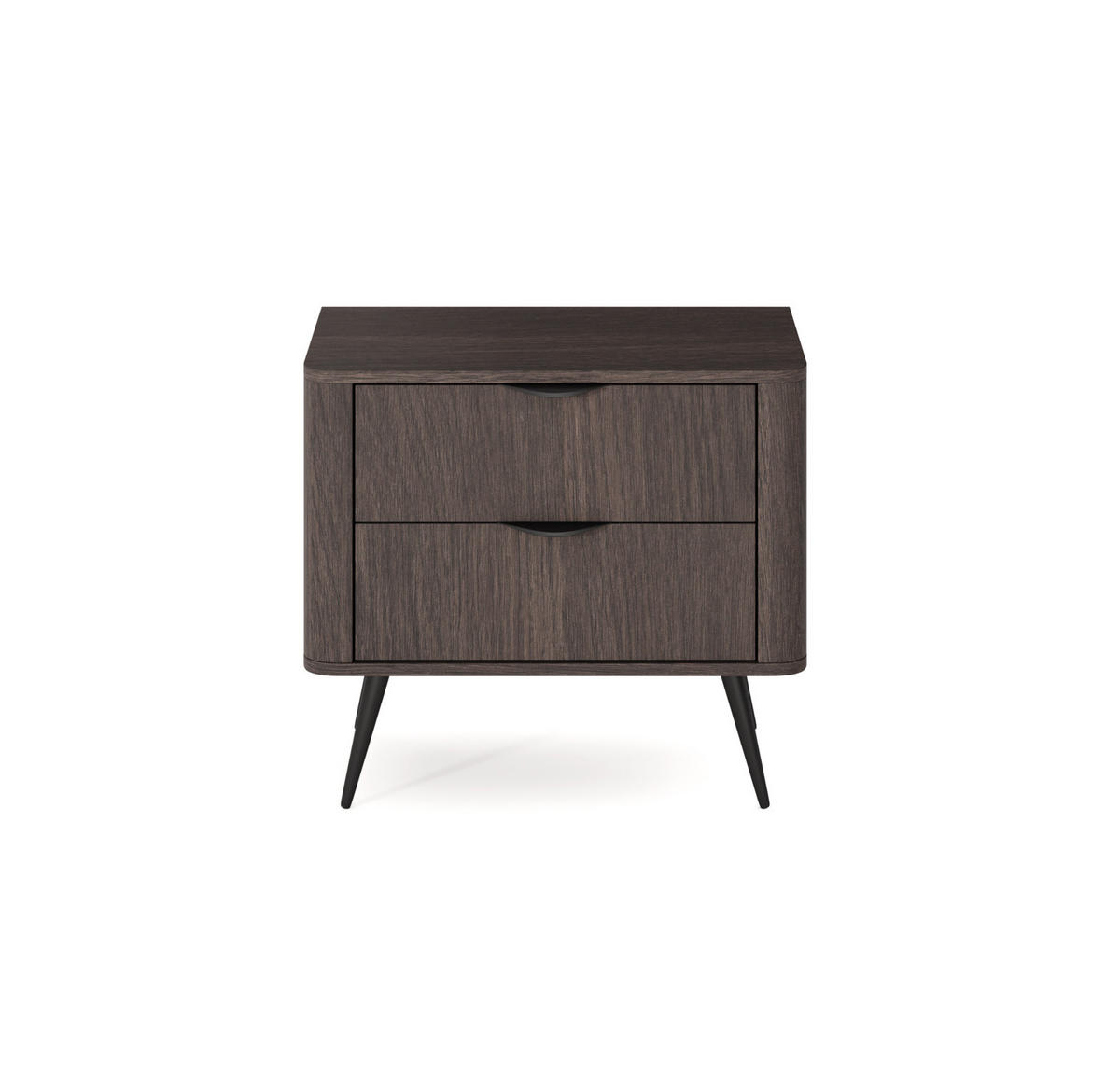 NACHTTISCH Terzo 2S Eiche Dunin mit Metallfüßen - Schwarz - Eichefarben/Schwarz, Holz/Holzwerkstoff (63/55/38cm) - Ravio