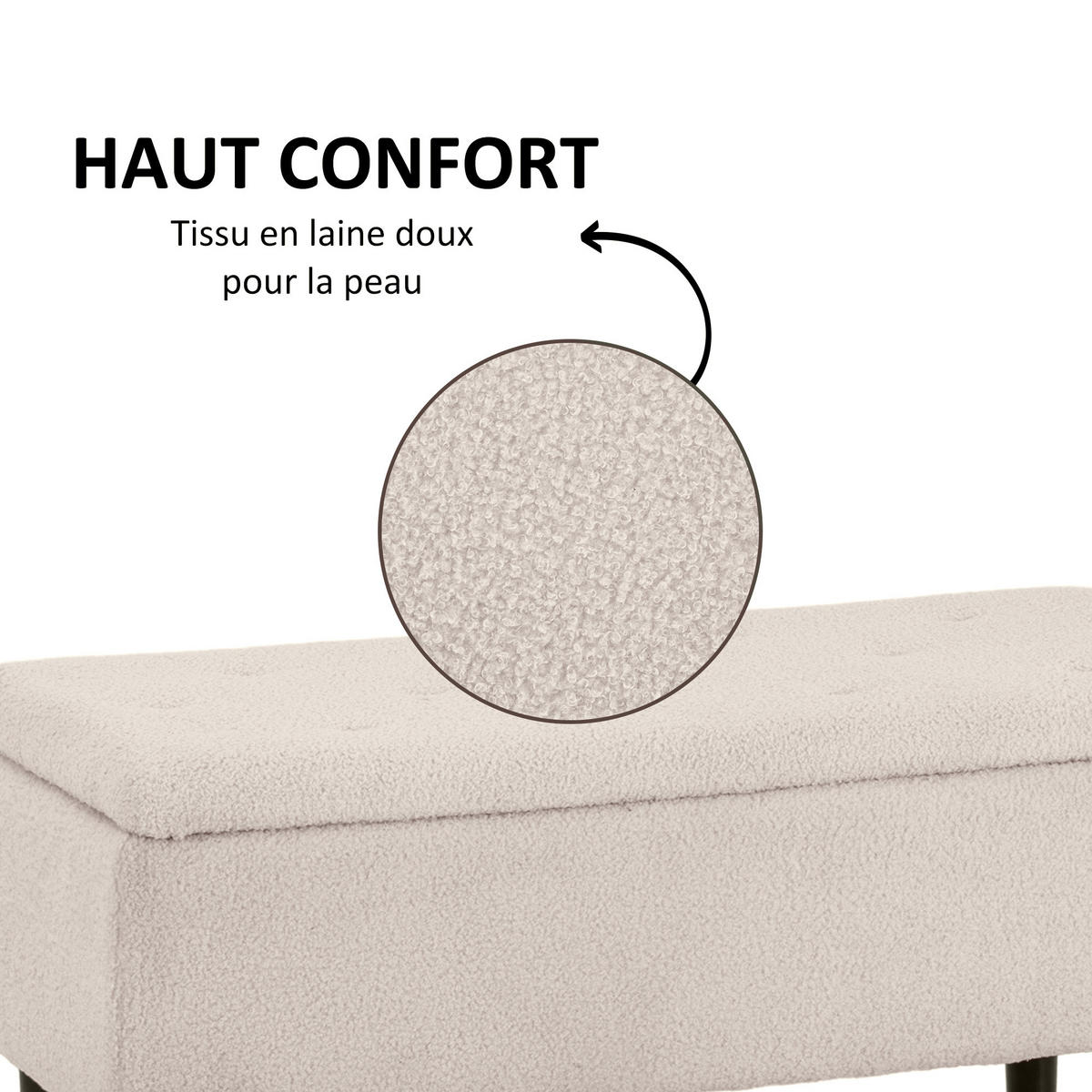 TRUHENBANK DE-16374 mit Gasdruckfedern und Knopfheftung Beige - Beige, Textil (95/45/38cm) - ComfortXL