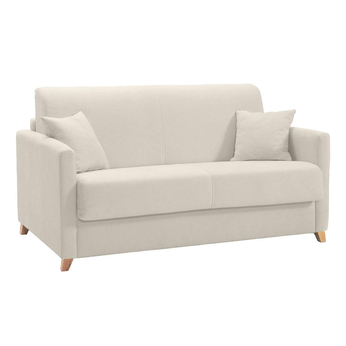 SCHLAFCOUCH Beige Matratze 13 cm 2-3-Sitzer SKANDY - Beige, Textil (95/95/156cm) - Miliboo