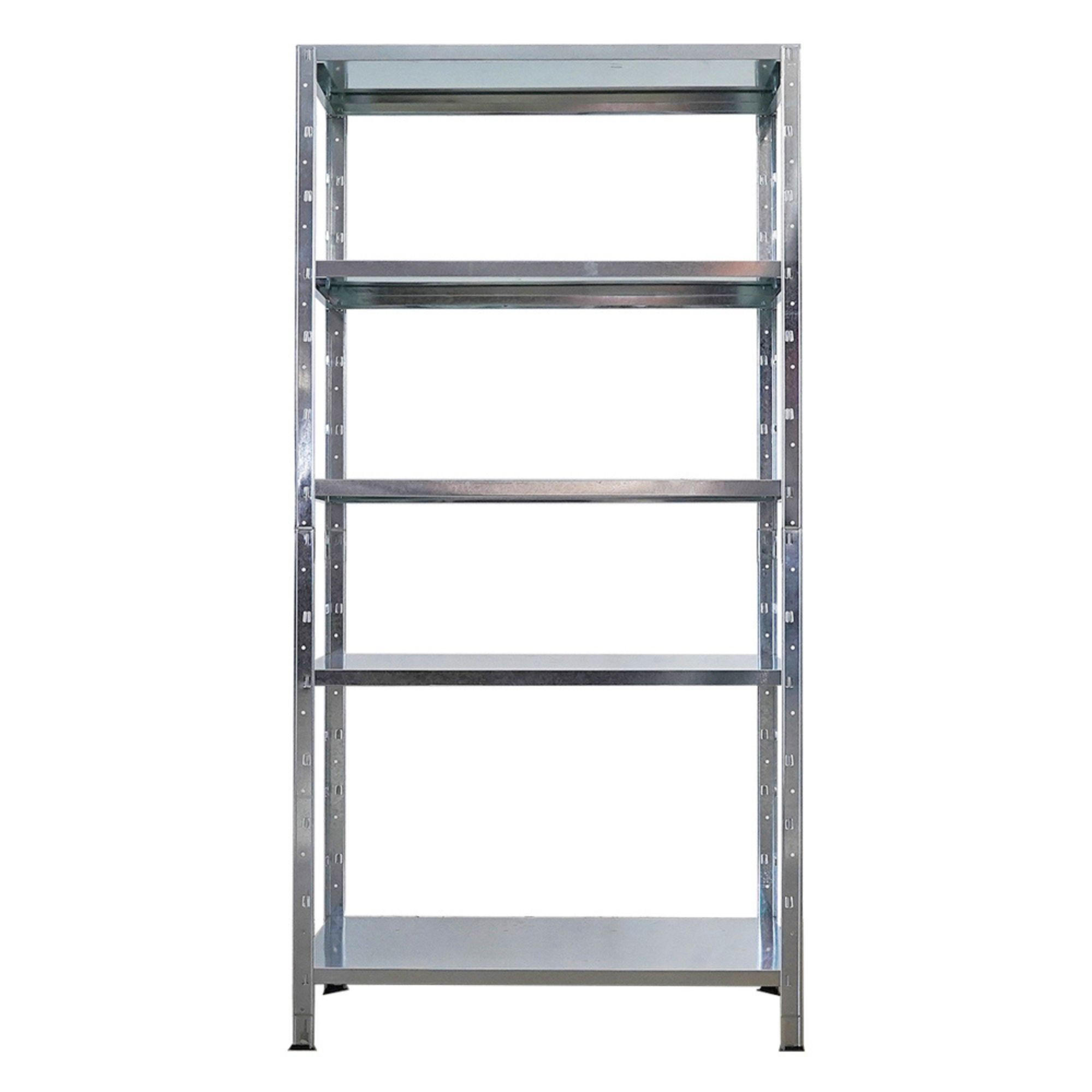 SCHWERLASTREGAL Ares 180x90x40cm 5 Stahlplatten-Ebenen Fachlast 125 kg Verzinkt - Silberfarben, Metall (90/180/40cm) - PROREGAL