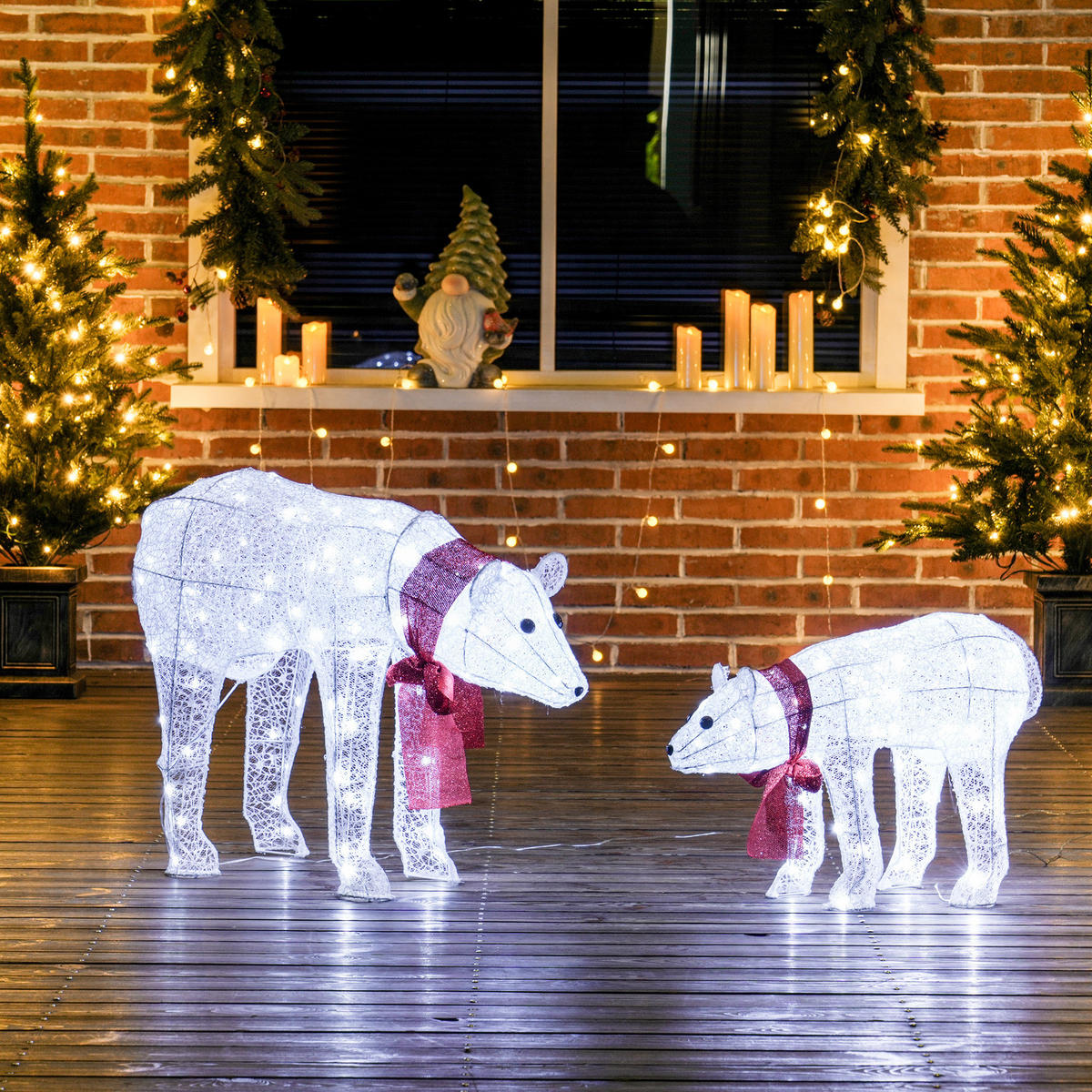 WEIHNACHTS-EISBÄREN Weiß 80.0/30.0/60.0cm - Weiß, Kunststoff (30/60/80cm)