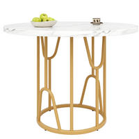 ESSTISCH 80x80x76 cm in Weiß und Gold aus MDF mit Marmoroptik auf goldenen Metallbeinen - Weiß, Holzwerkstoff (80/80/76cm) - Modfu