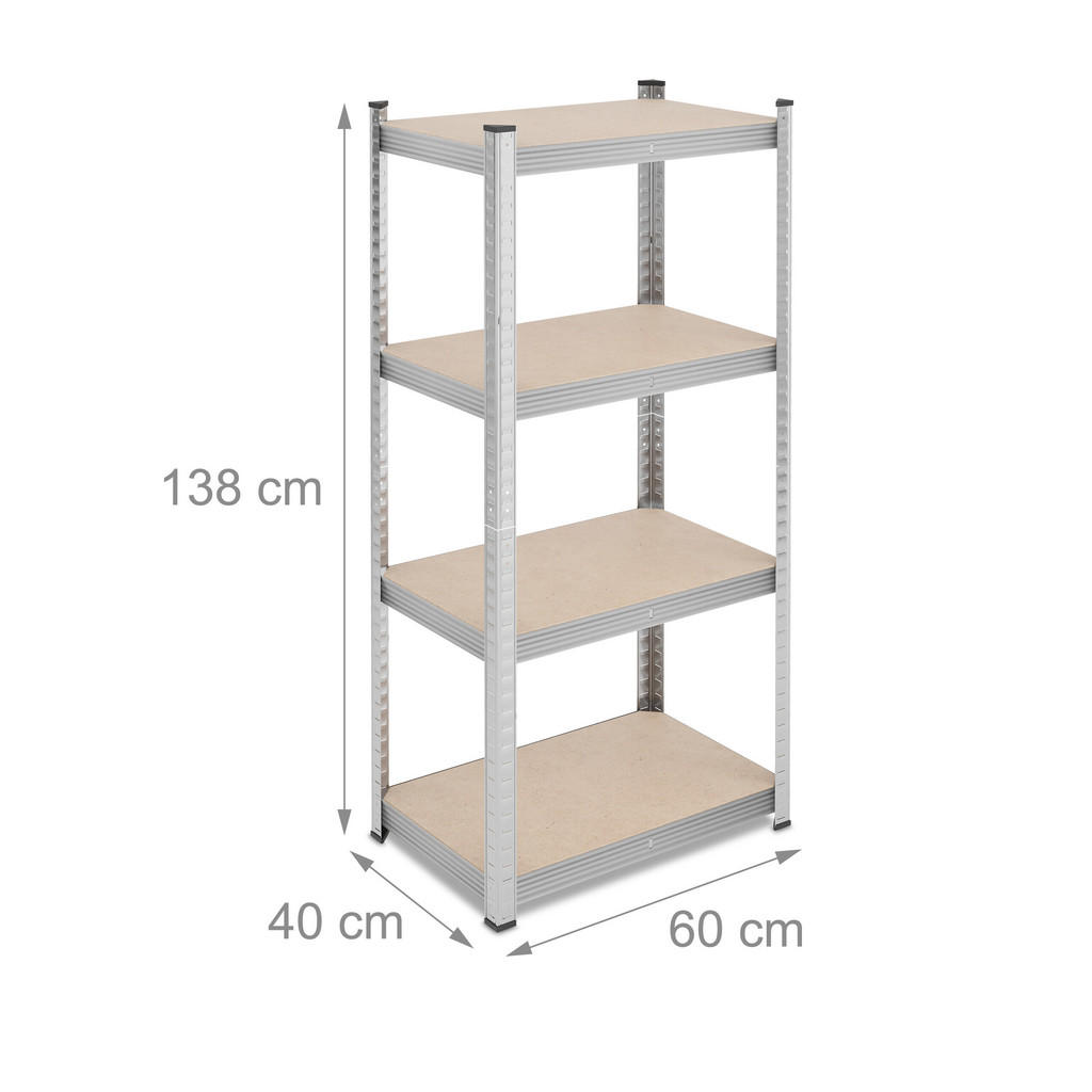 Thumbnail - Relaxdays Schwerlastregal, Silber, Metall, Holzwerkstoff, Kunststoff, 60x138x40 cm, Freizeit, Heimwerken, Werkstatt, Sch...