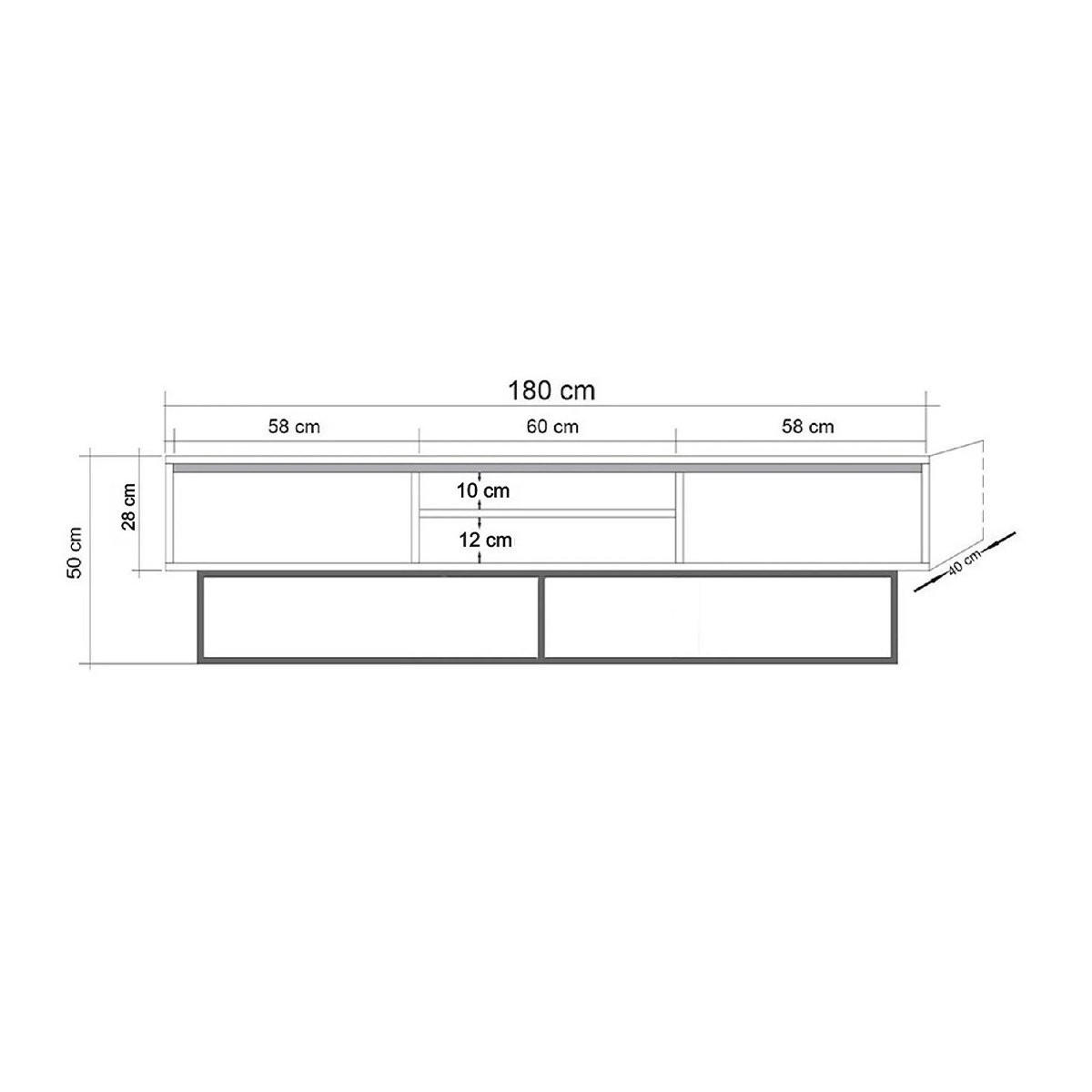 TV-MÖBEL 2 Nischen 2 Schubladen Nussbaum Dekor L180 cm - Rodez - Nussbaumfarben, Holzwerkstoff (40/50/180cm) - Calicosy