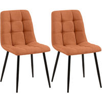 STUHL 2er Set Stoff Orange - Schwarz/Orange, Textil/Metall (45/84/55cm) - CLP