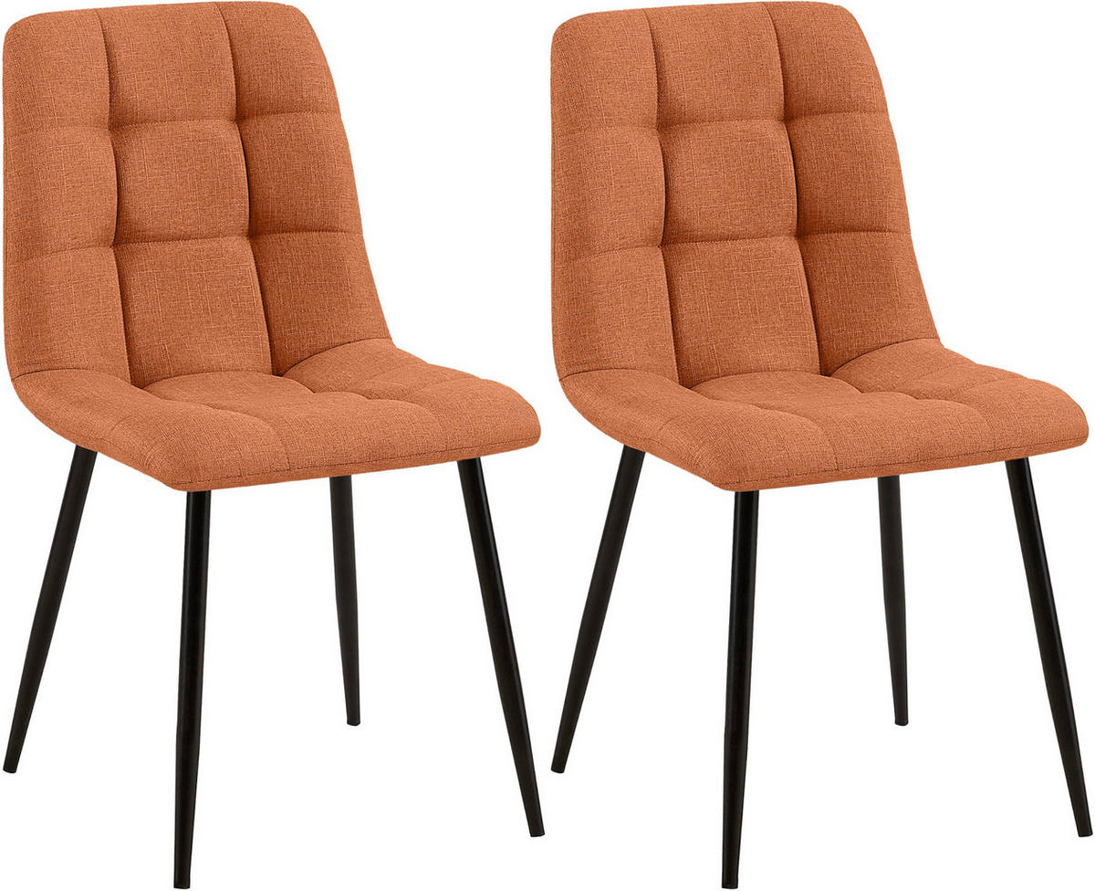 STUHL 2er Set Stoff Orange - Schwarz/Orange, Textil/Metall (45/84/55cm) - CLP