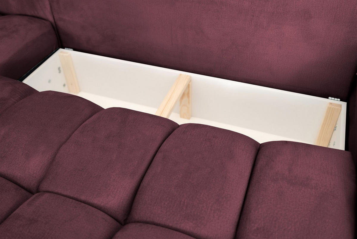 WOHNLANDSCHAFT Collin Mit Schlaffunktion - Bordeaux, Holzwerkstoff/Textil (382/85/185cm) - Fun Möbel