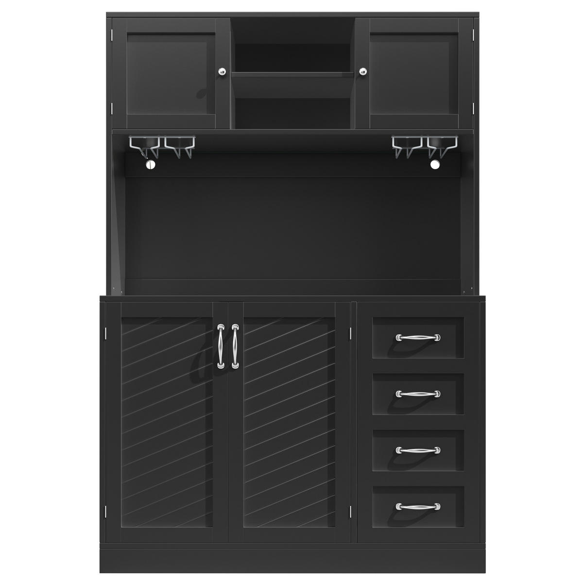 BUFFETSCHRANK 120/40/188 cm schwarz aus MDF mit LED-Beleuchtung - Schwarz, Holzwerkstoff (120/188/40cm) - OKWISH
