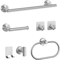 BADEZIMMER-REGAL-SET, silber, 42/18/6 cm - Silberfarben, Metall (18/6/42cm)