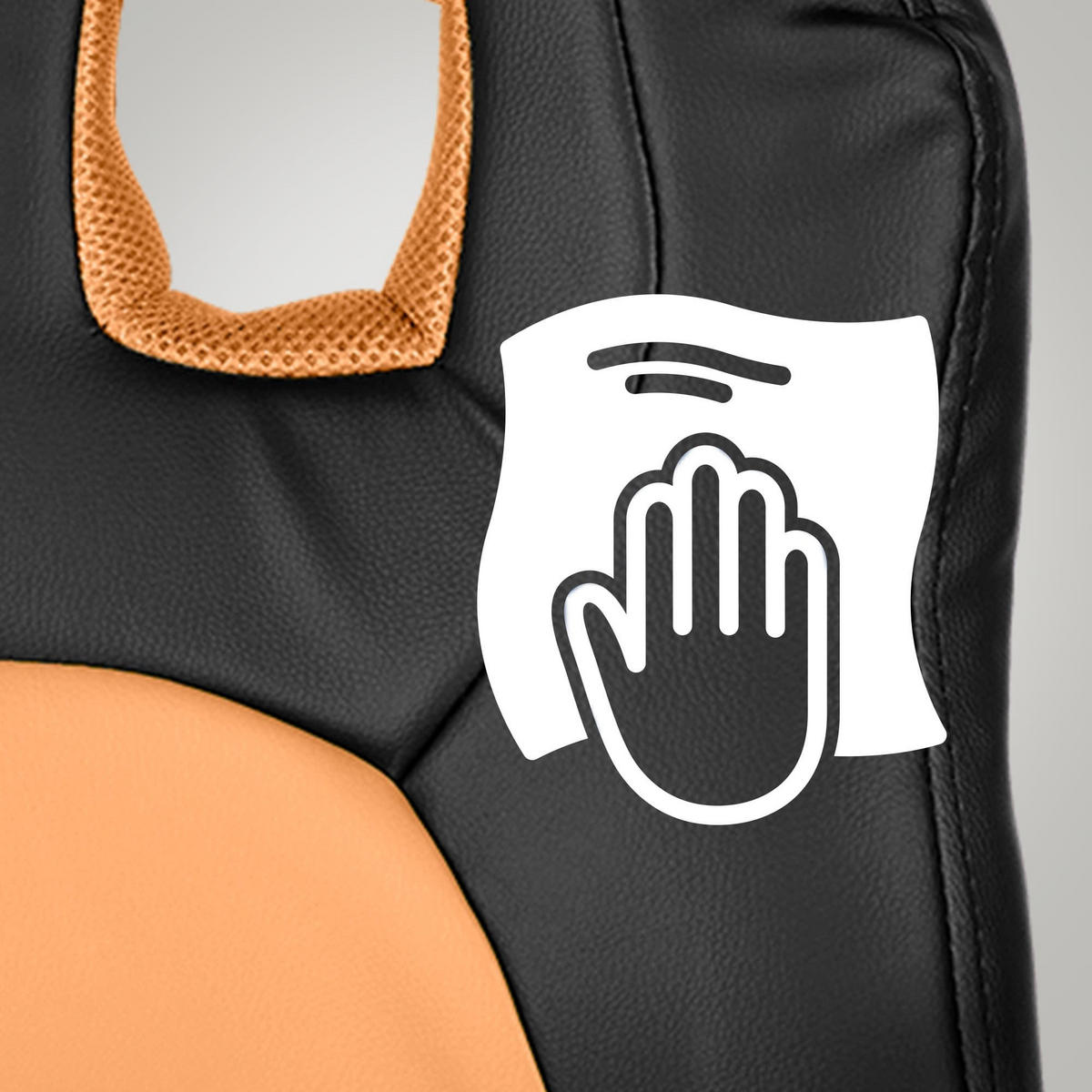 JUGENDDREHSTUHL Lederlook Schwarz/Orange - Schwarz/Orange, Kunststoff/Textil (56/83/59cm) - CLP