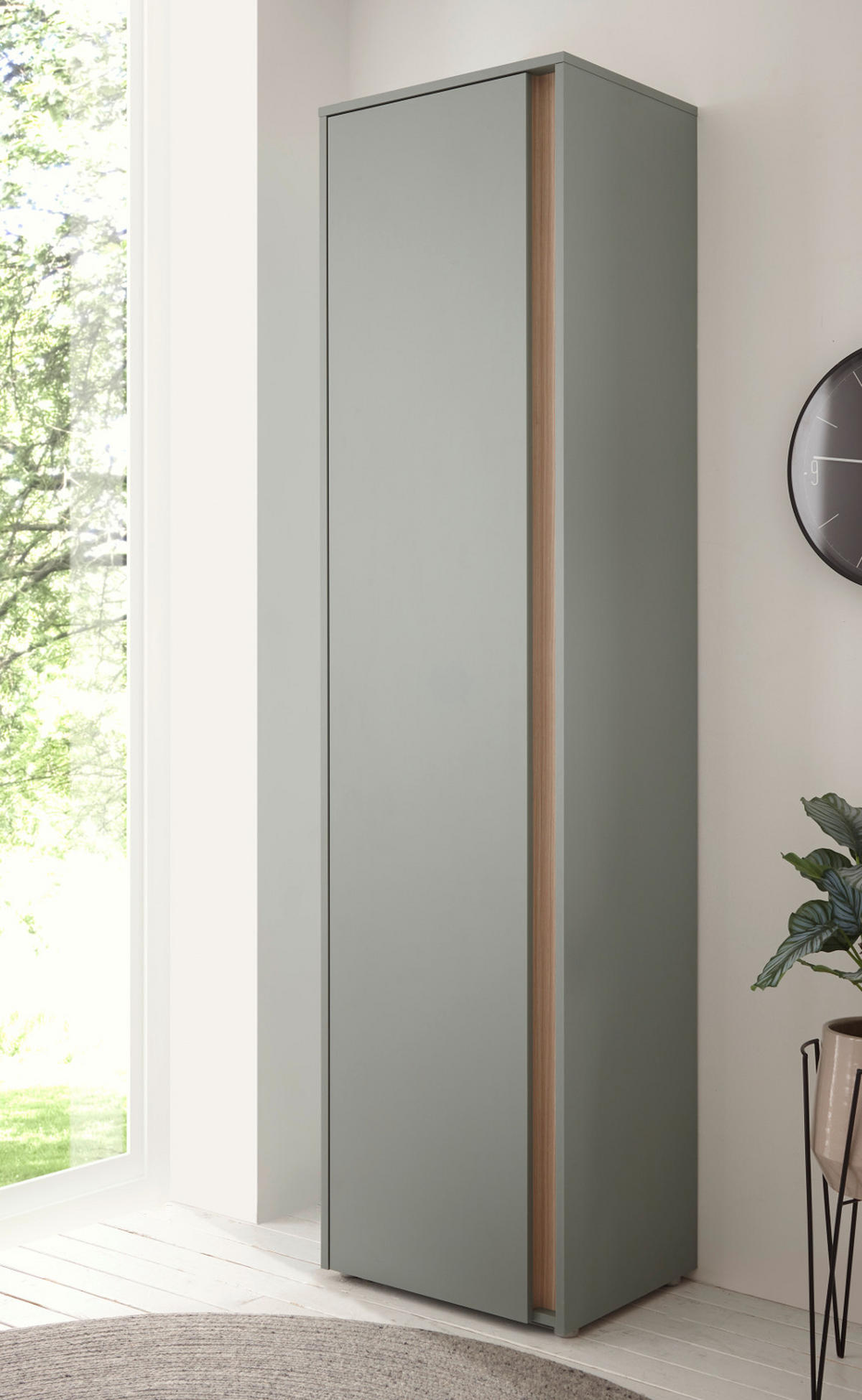 SCHUHSCHRANK in Salbei Grün und Eiche, großer Flurschrank 50 x 200 cm, variabel bis 10 Fächer - Salbeigrün/Eichefarben, Holz/Holzwerkstoff (50/200/40cm) - Furn.Design