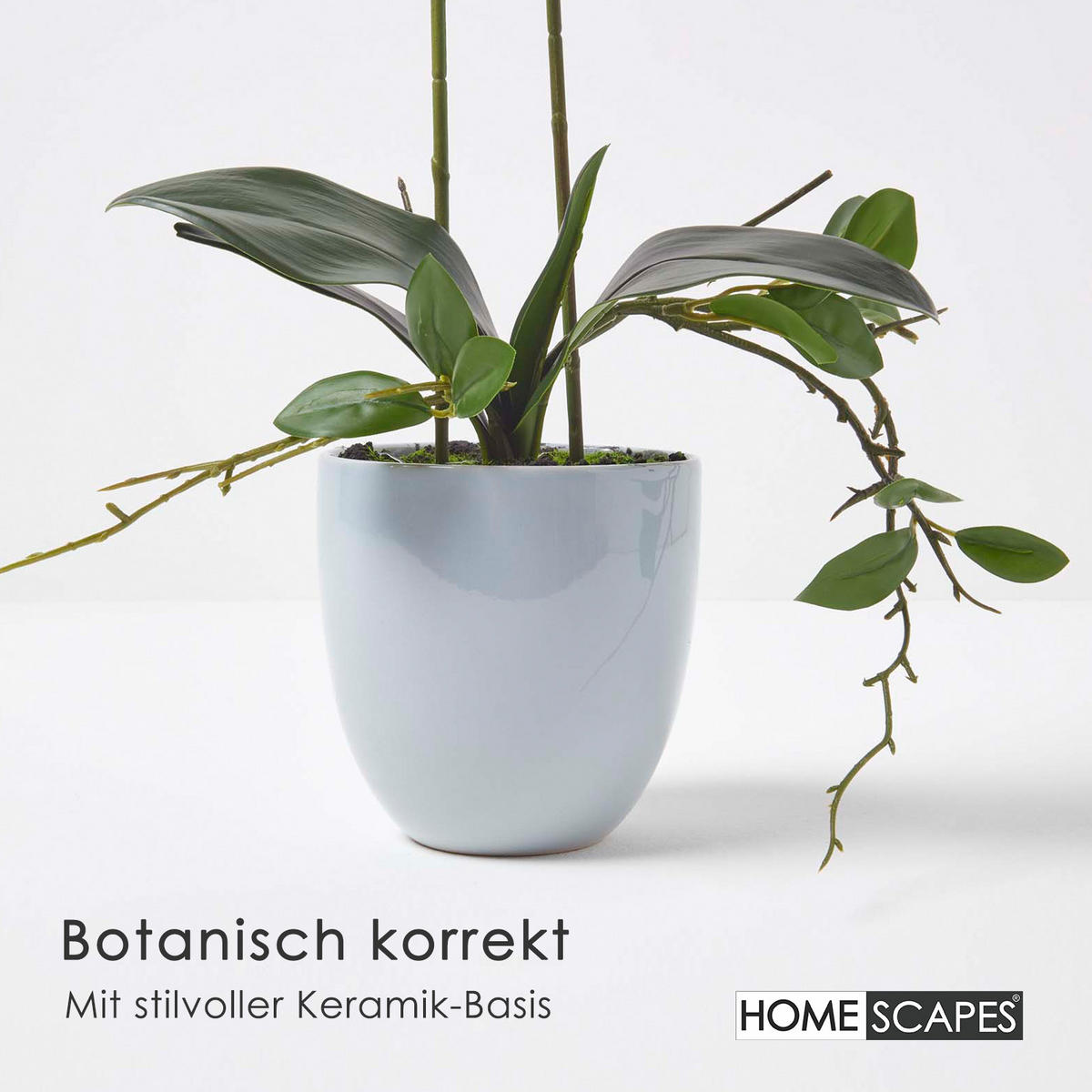 KUNSTBLUME Orchidee rosa im Deko-Topf, 54 cm - Rosa, Kunststoff (54cm) - Homescapes