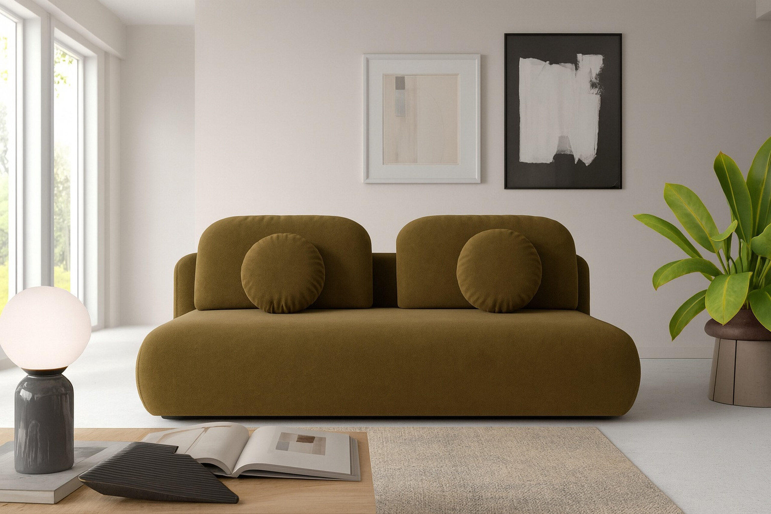 SCHLAFSOFA OTO, Sofa mit Schlaffunktion und Bettkasten, Farbe: Orange, Velourstoff - Orange, Textil (206/90/92cm) - Sepro Meble