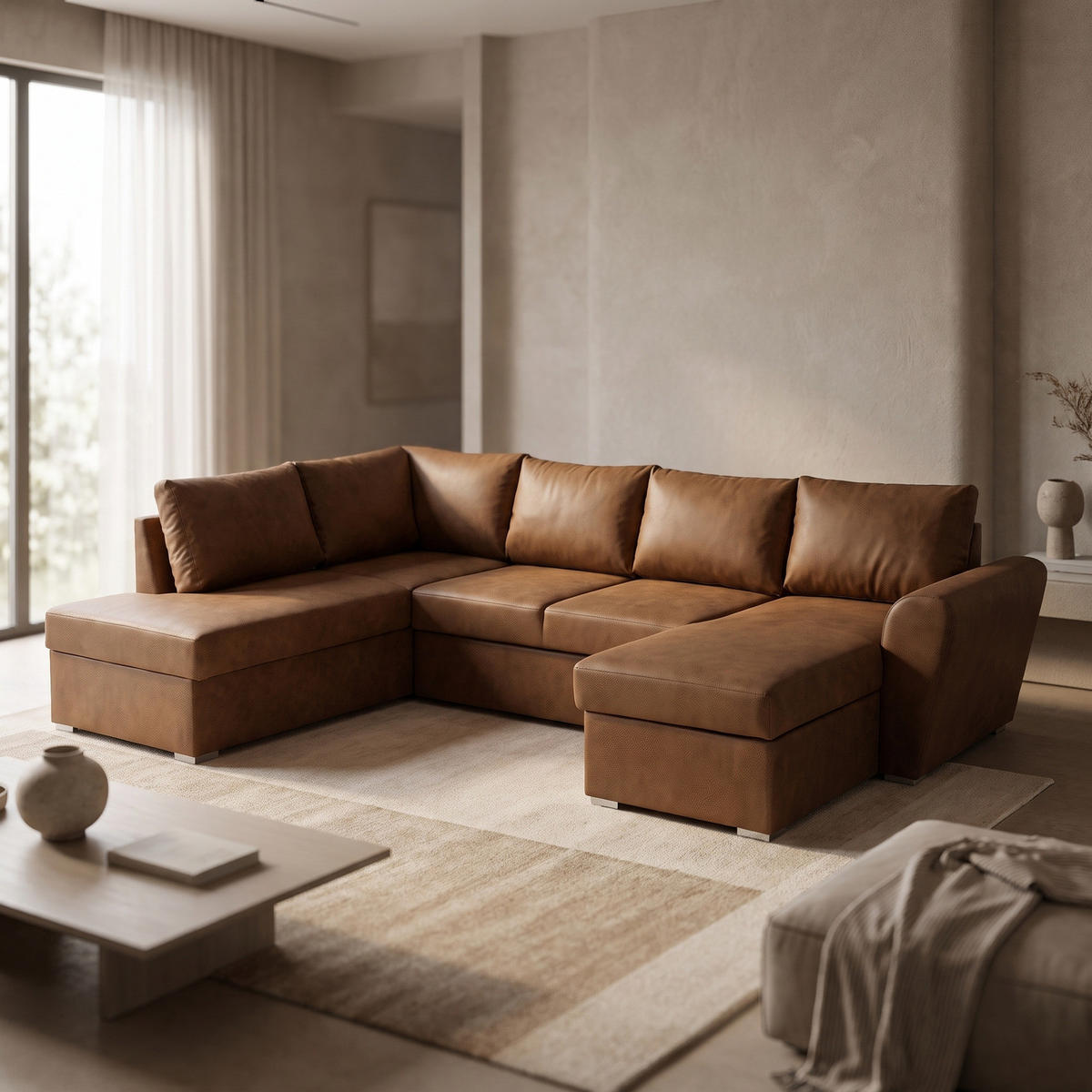 ECKSCHLAFSOFA, Stefan, Braun, Kunstleder, rechts, 203 x 160 x 85 cm - Braun, Leder/Textil (203/160cm) - ebuy24