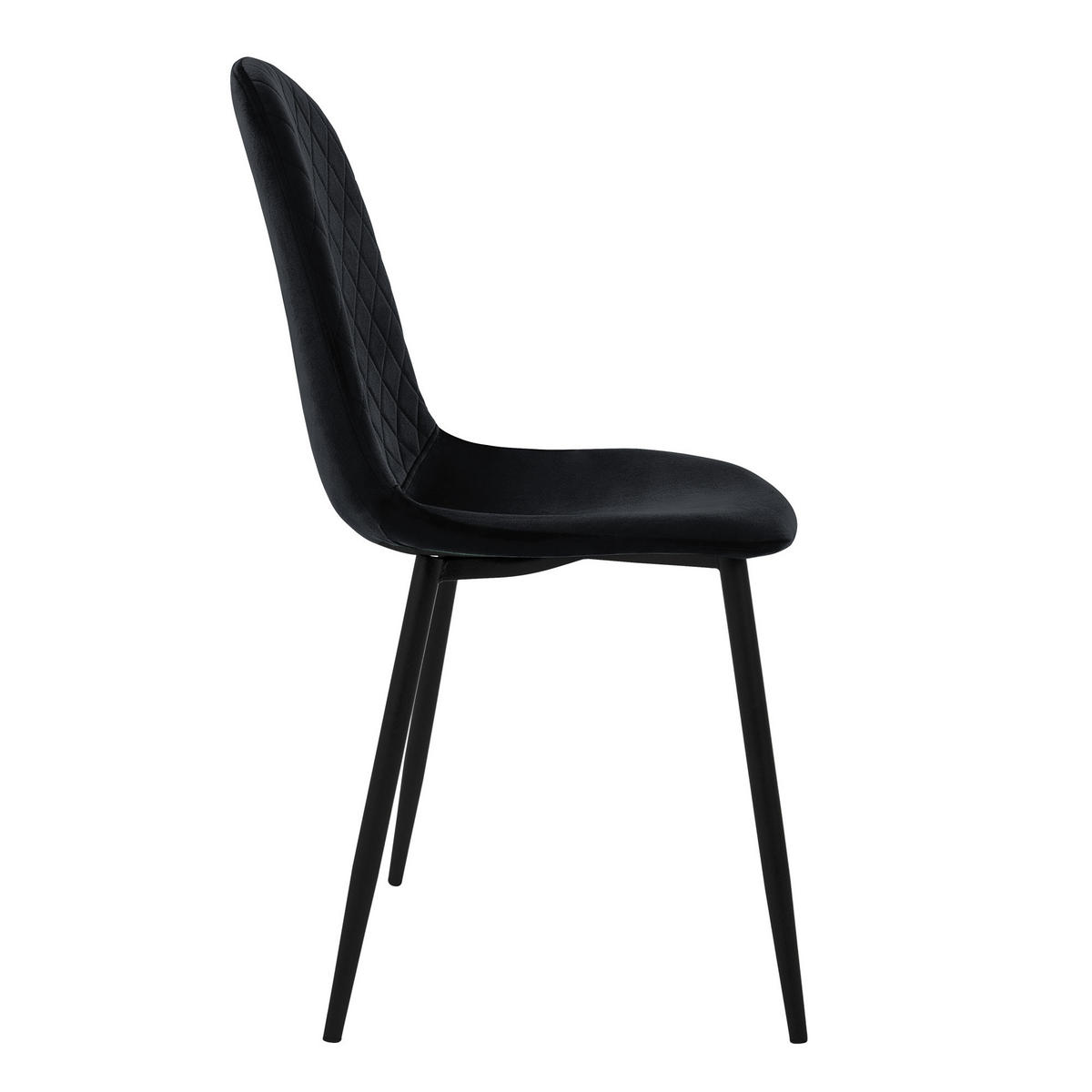 STUHL Samt Schwarz 4er Set - Schwarz, Metall (51/89/44cm) - ML-DESIGN