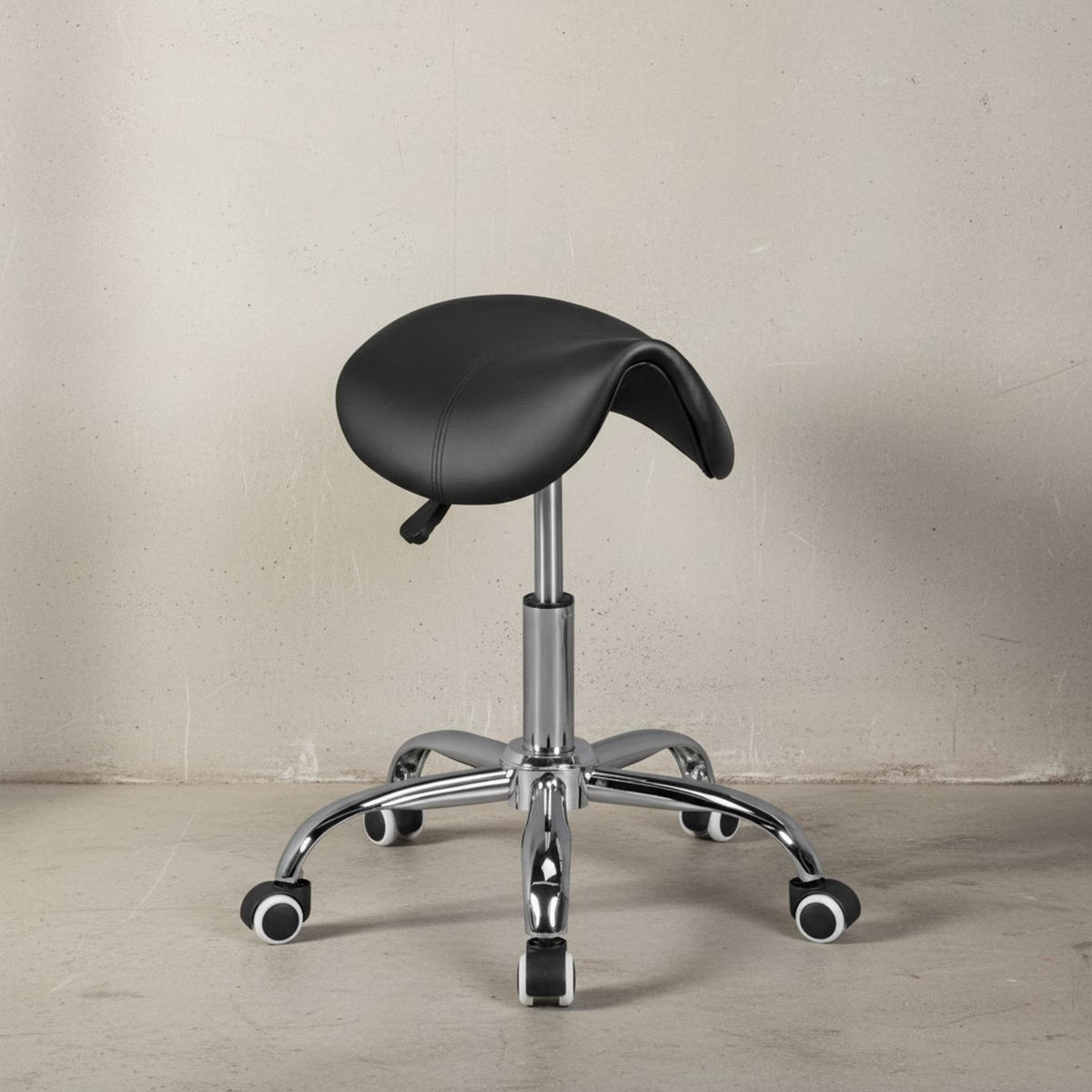SATTELHOCKER höhenverstellbar mit 100 kg Belastbarkeit BEVANO, Schwarz 60x60x60 cm - Silberfarben/Schwarz, Kunststoff/Textil (60/60/60cm) - KADIMA DESIGN