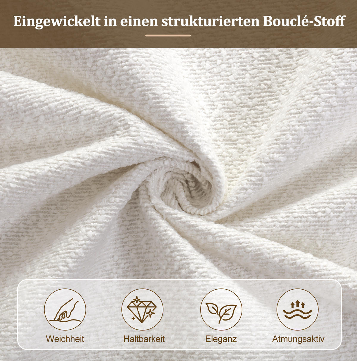 POLSTERBETT mit Stauraum Bouclé Beige inkl. Lattenrost - Beige, Metall (180/200cm) - Meubliv