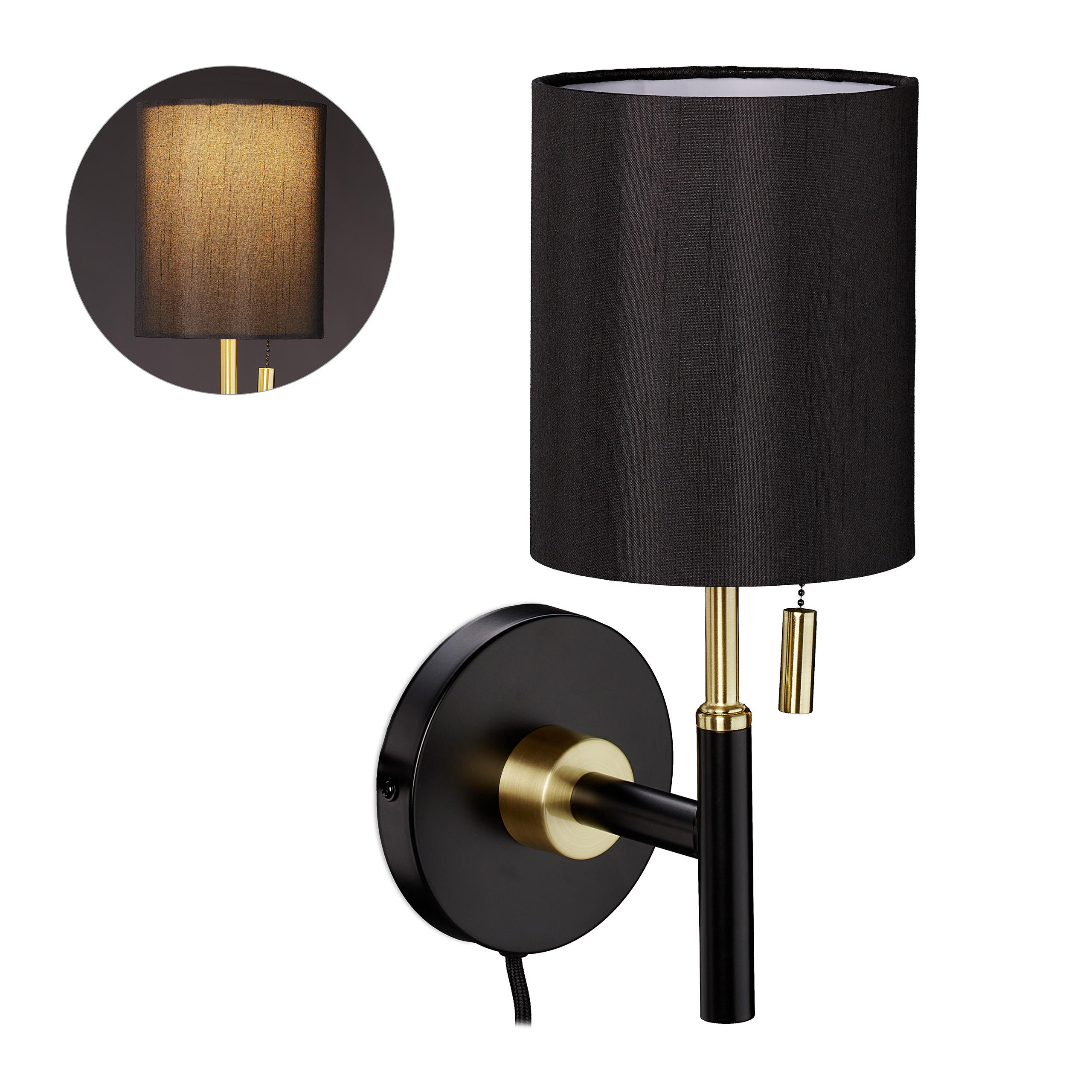 WANDLEUCHTE - Multicolor, Textil/Metall (13/32/18cm) - Relaxdays