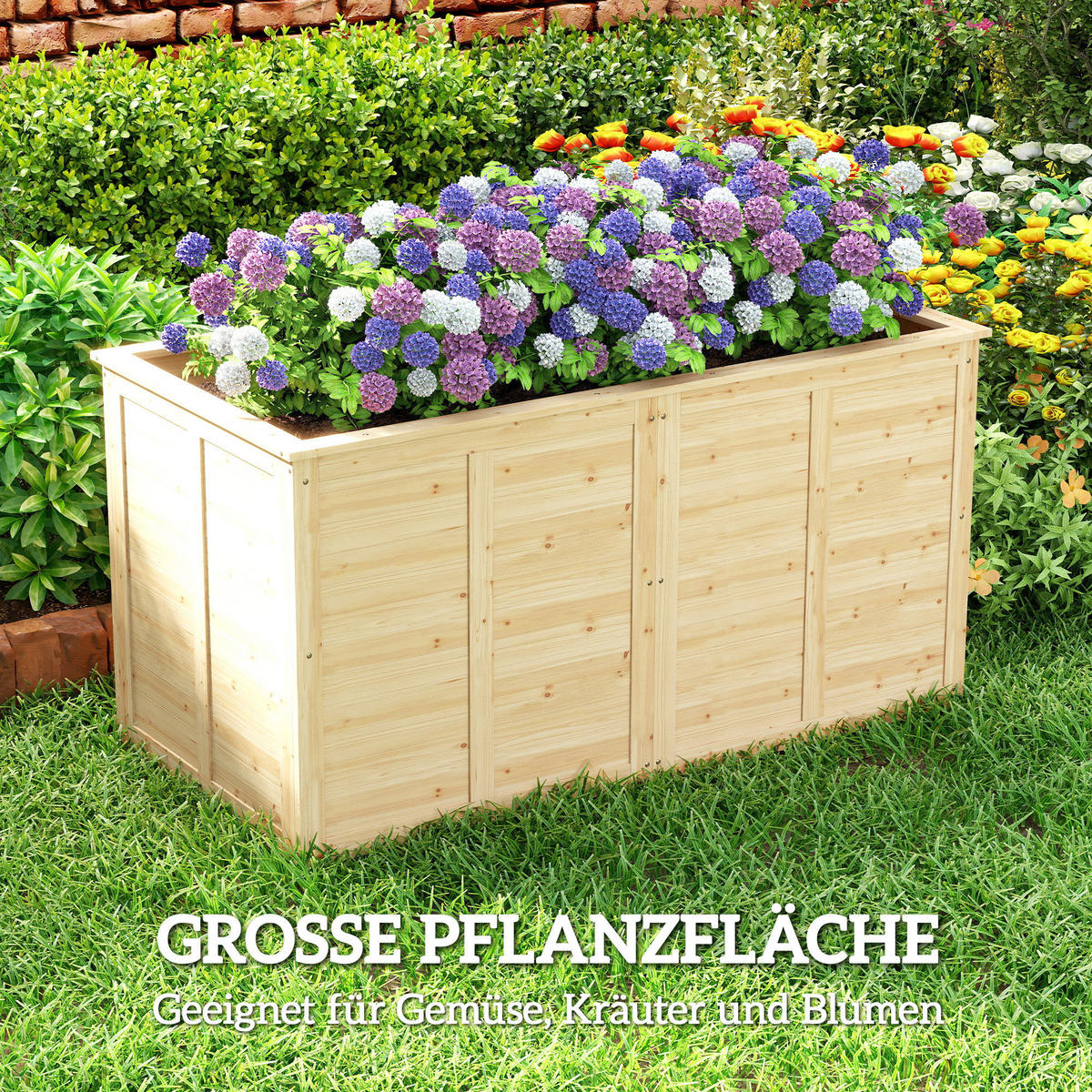 HOCHBEET Tannenholz Naturholz - Naturfarben, Holz (77/77/152cm) - Outsunny