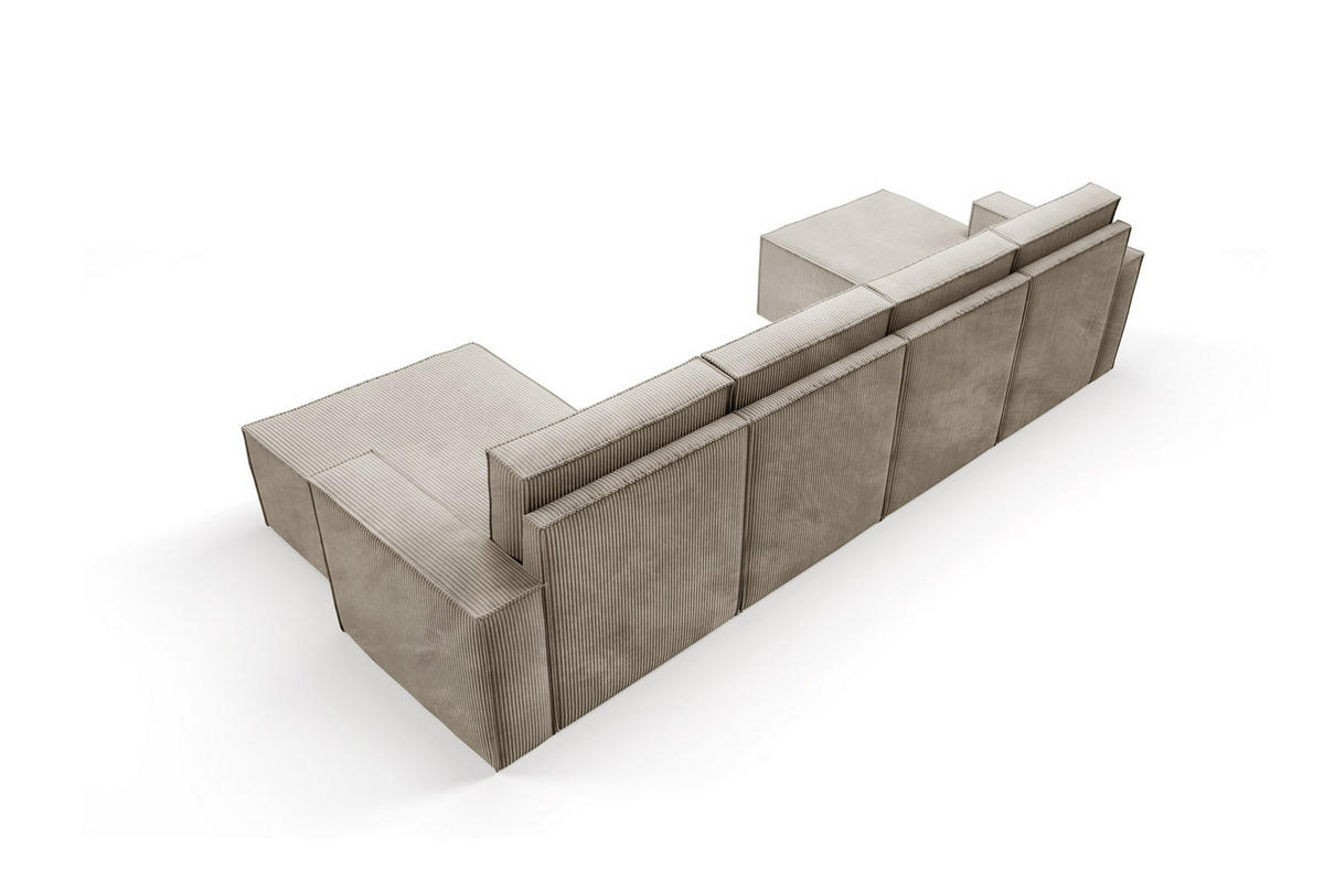 WOHNLANDSHAFT Orto Hellbraun - Hellbraun, Holzwerkstoff/Textil (320/93/142cm) - Bettso
