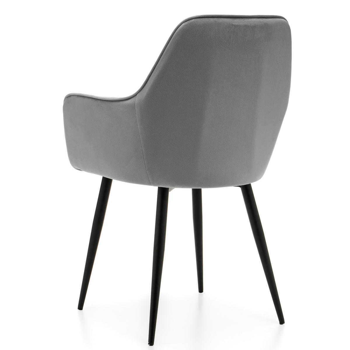 STUHL EMILIA gepolstert mit Steppung- hellgrau - Samt Velours - Hellgrau/Schwarz, Textil/Metall (58/90/58cm) - NEW HOME