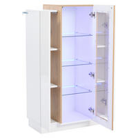 VITRINE DE-37766 mit LED-Beleuchtung und 3 Acryl-Türen Weiß/Holzfarbe - Weiß, Holzwerkstoff (74/120/40cm) - ComfortXL
