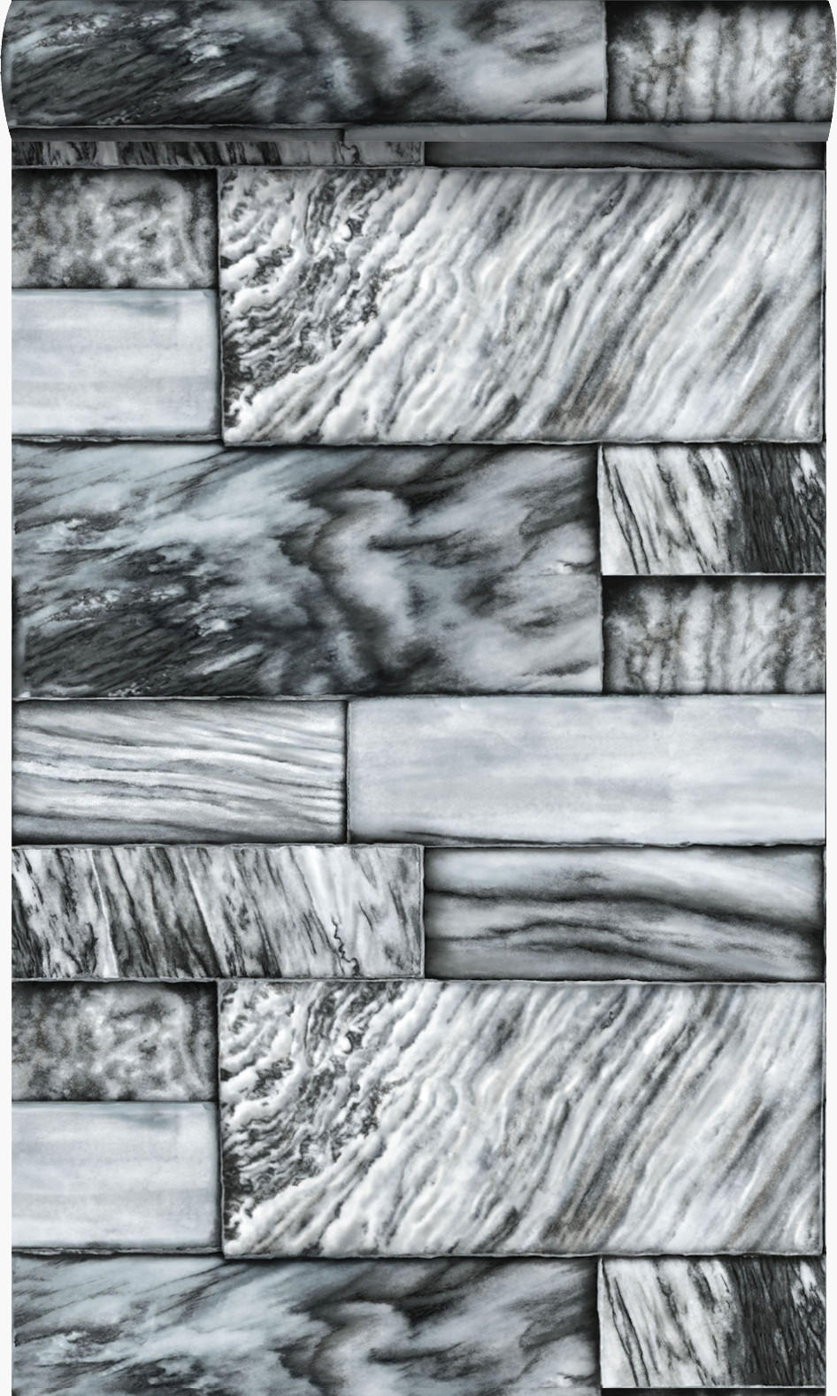 TAPETE Marmor-Optik 53 cm x 10.05 m - Schwarz, Papier (53/1000cm) - Origin Wallcoverings
