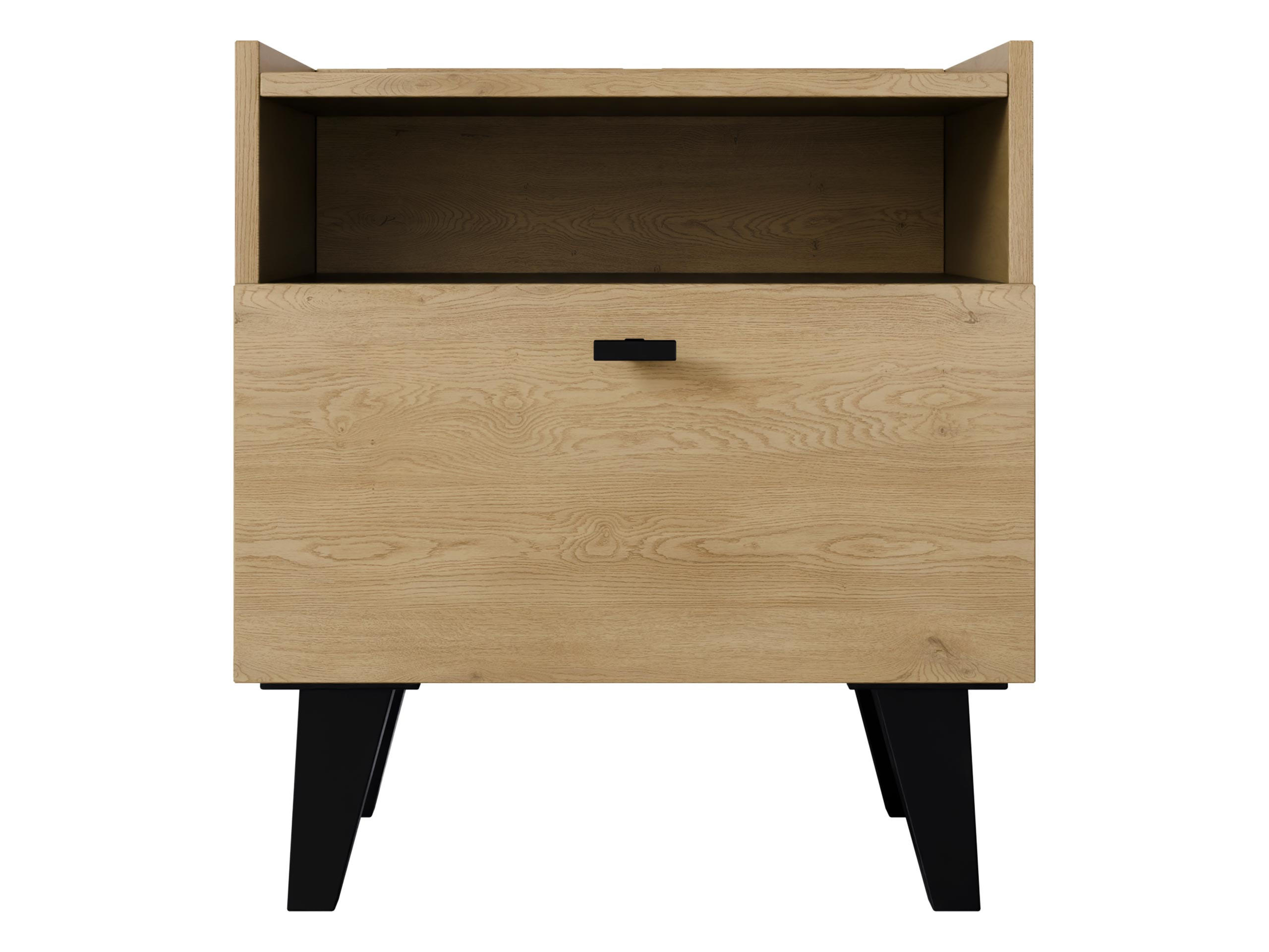 NACHTTISCH Vurkizo 1SZ - Eichefarben/Schwarz, Holzwerkstoff/Kunststoff (51/55/40cm) - MIRJAN24