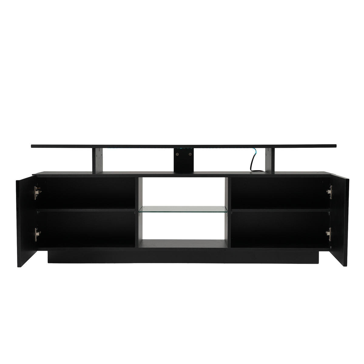 TV-LOWBOARD 140/35/55 cm mit LED-Beleuchtung und 2 Türen in Schwarz - Schwarz, Holzwerkstoff (140/55/35cm) - BEAOK