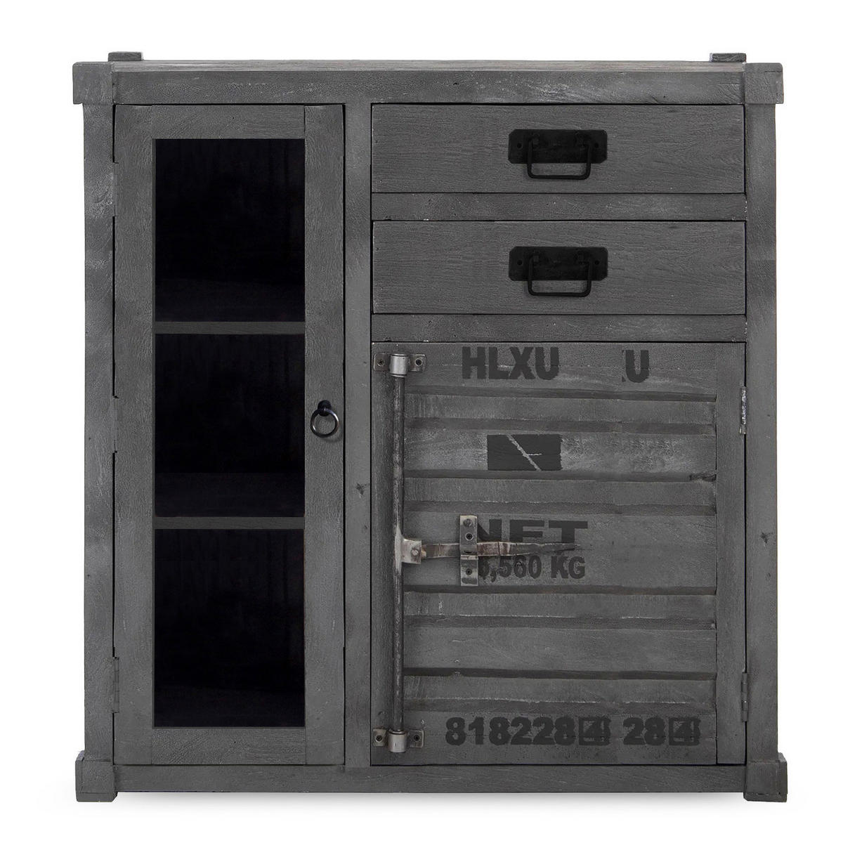 MASSIVE KOMMODE - Akazie Grau - Schwarz/Grau, Akazienholz/Holz (104/108/45cm) - home24