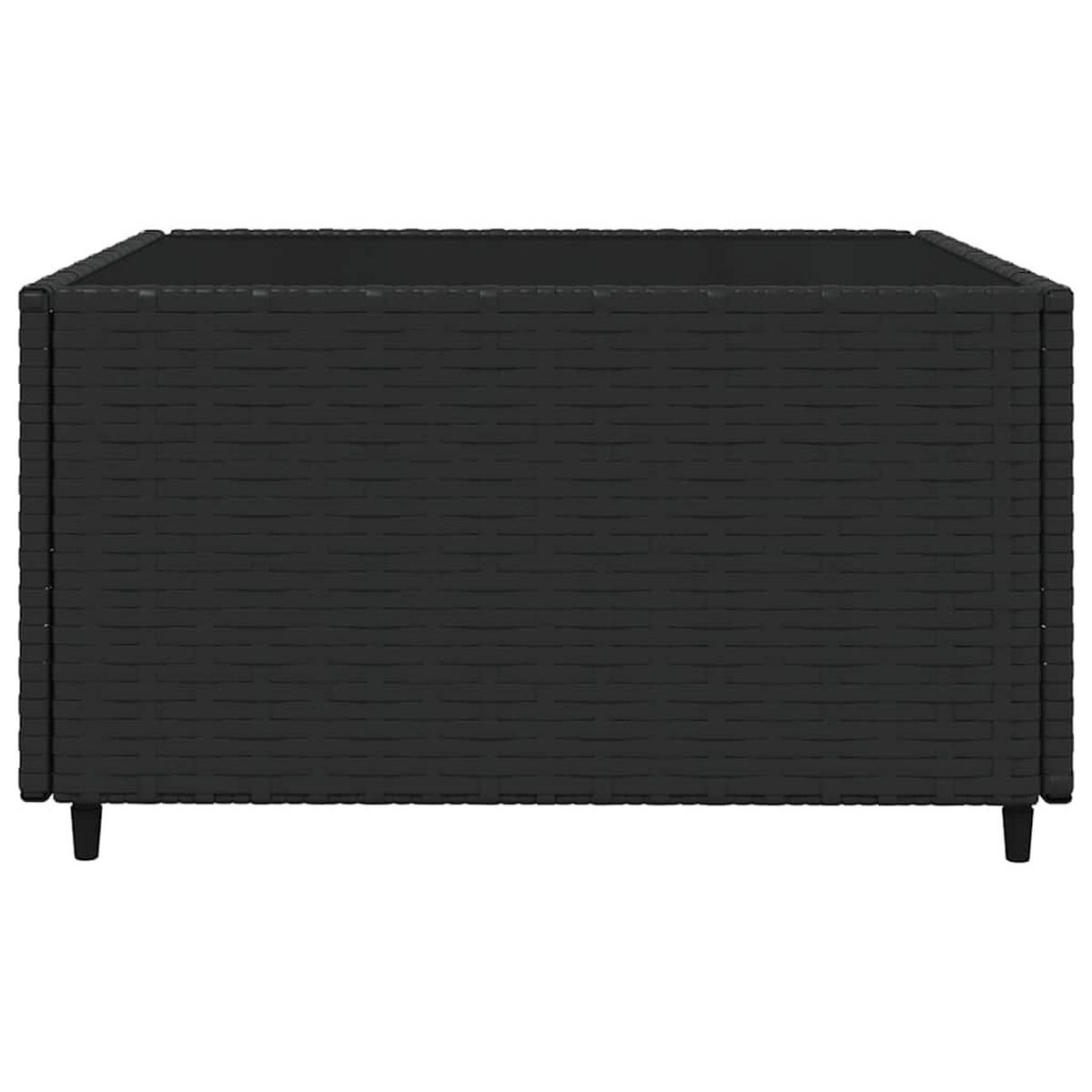 LOUNGEGARNITUR mit Auflagen und 50 cm Couchtisch, aus Poly Rattan und Glas, Schwarz, 4-teiliges Set - Schwarz, Kunststoff - vidaXL