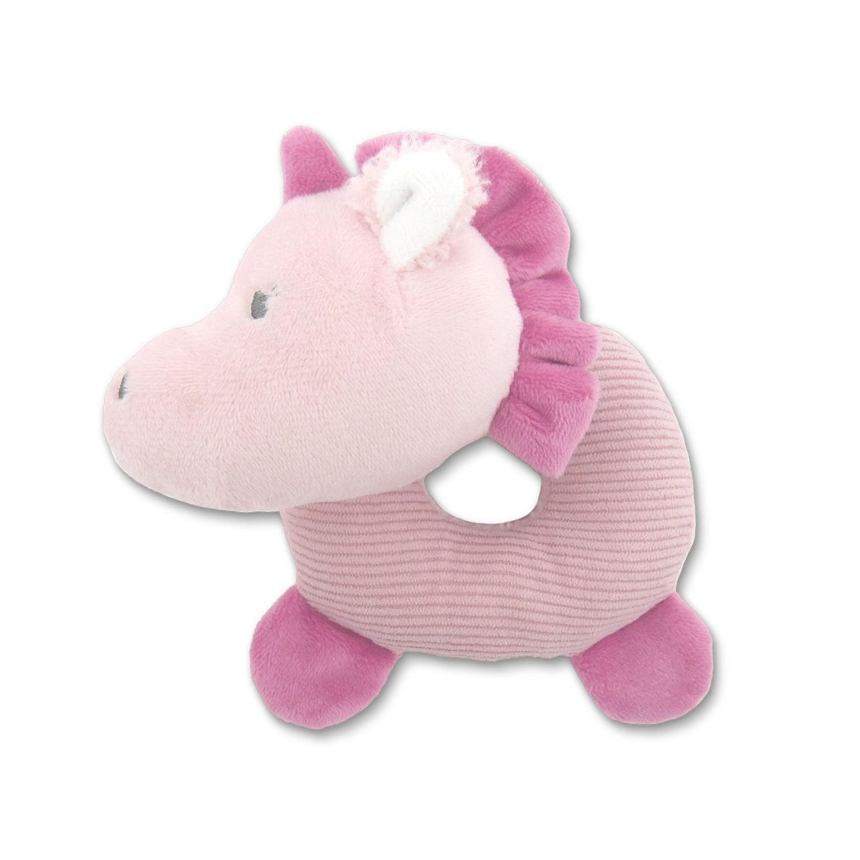 BABYRASSEL Tiere pink Greifling aus Plüsch, leuchtende Farben, ab Geburt, weiche Haptik - Rosa, Textil (8/6/11cm) - Lorelli